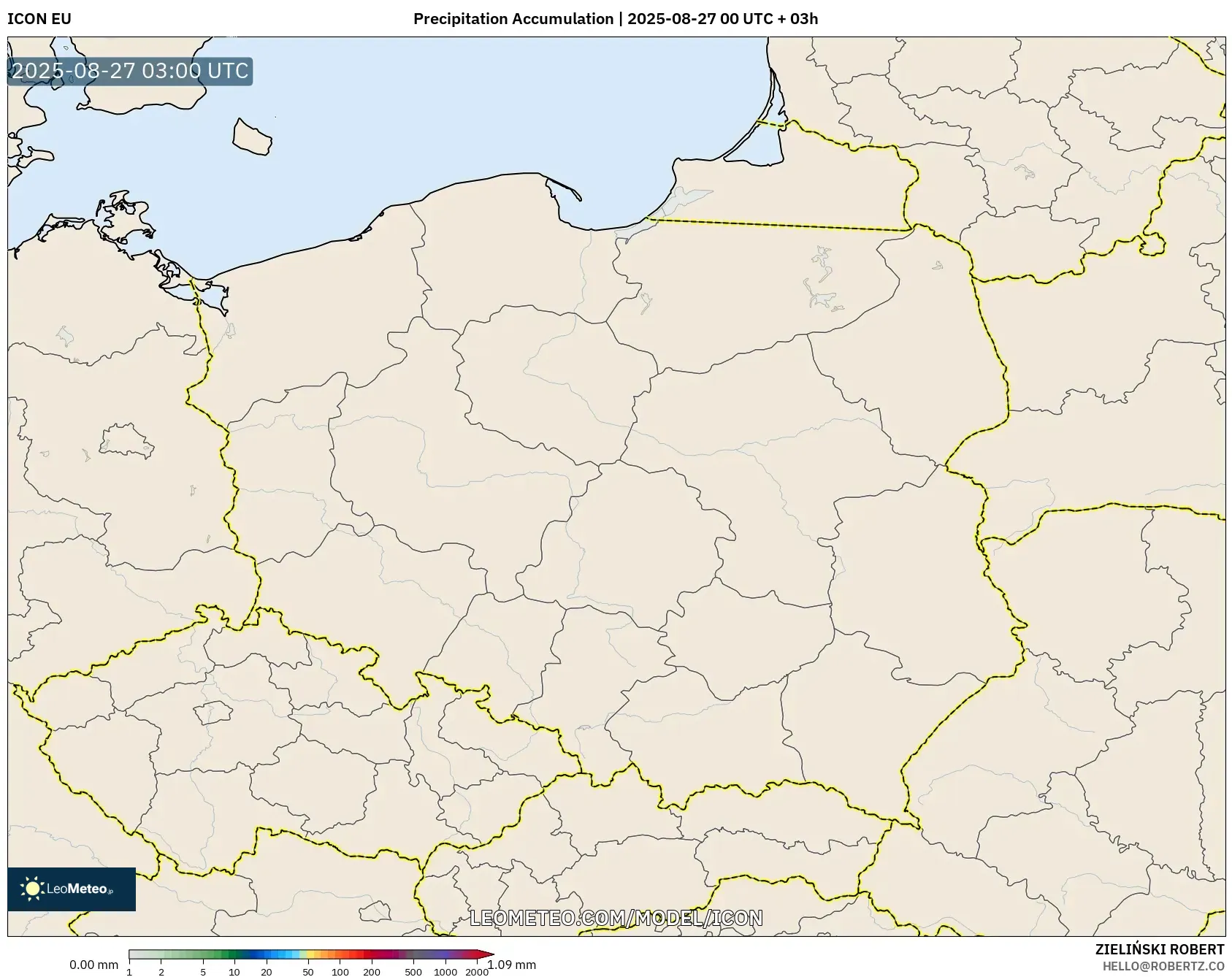 ICON model - Poland, Precipitation Accumulation ICON model - Poland, Precipitation Accumulation