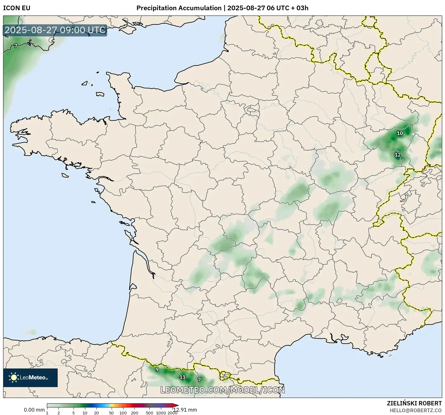 ICON model - France, Precipitation Accumulation ICON model - France, Precipitation Accumulation