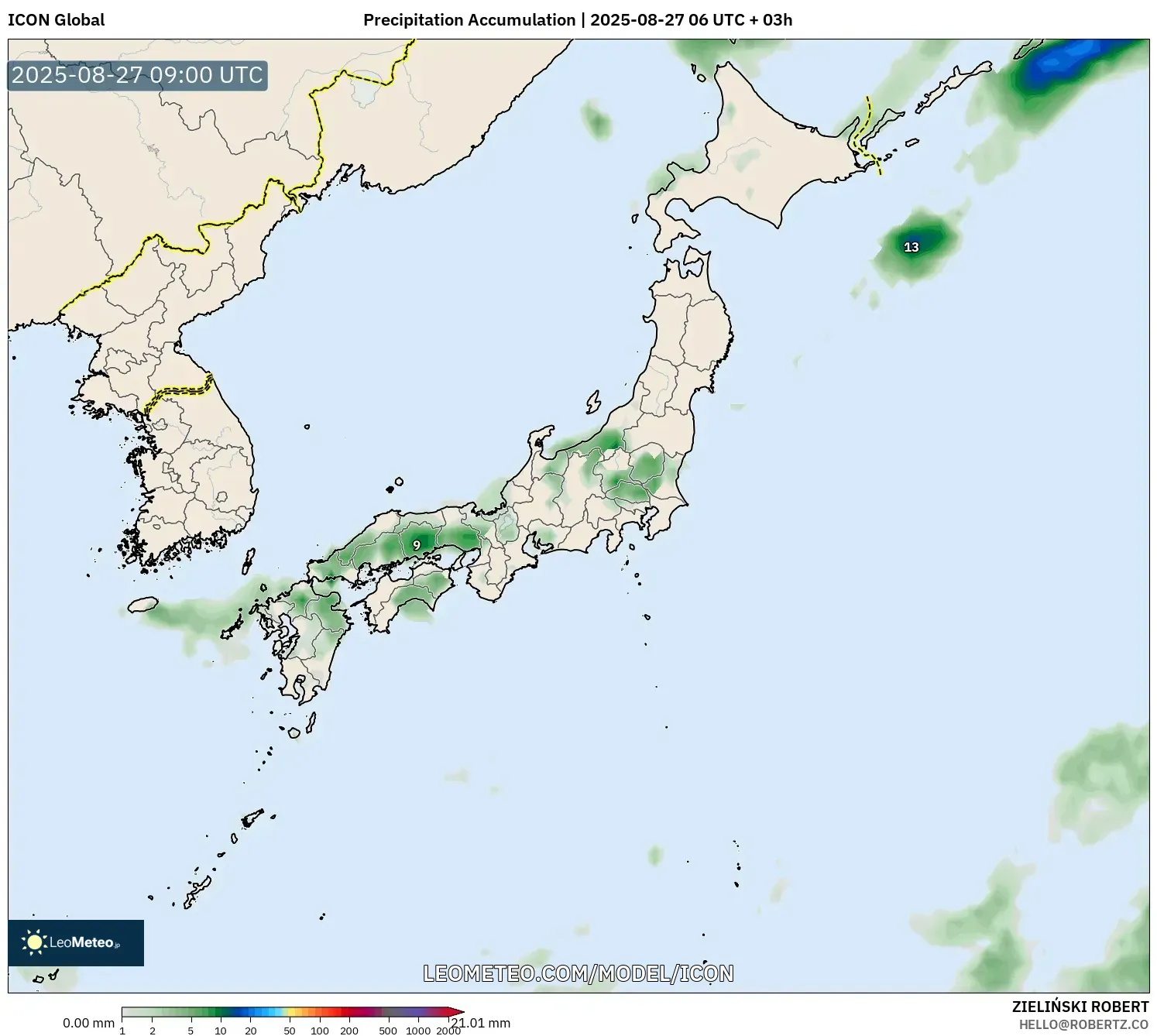 ICON model - Japan, Precipitation Accumulation ICON model - Japan, Precipitation Accumulation