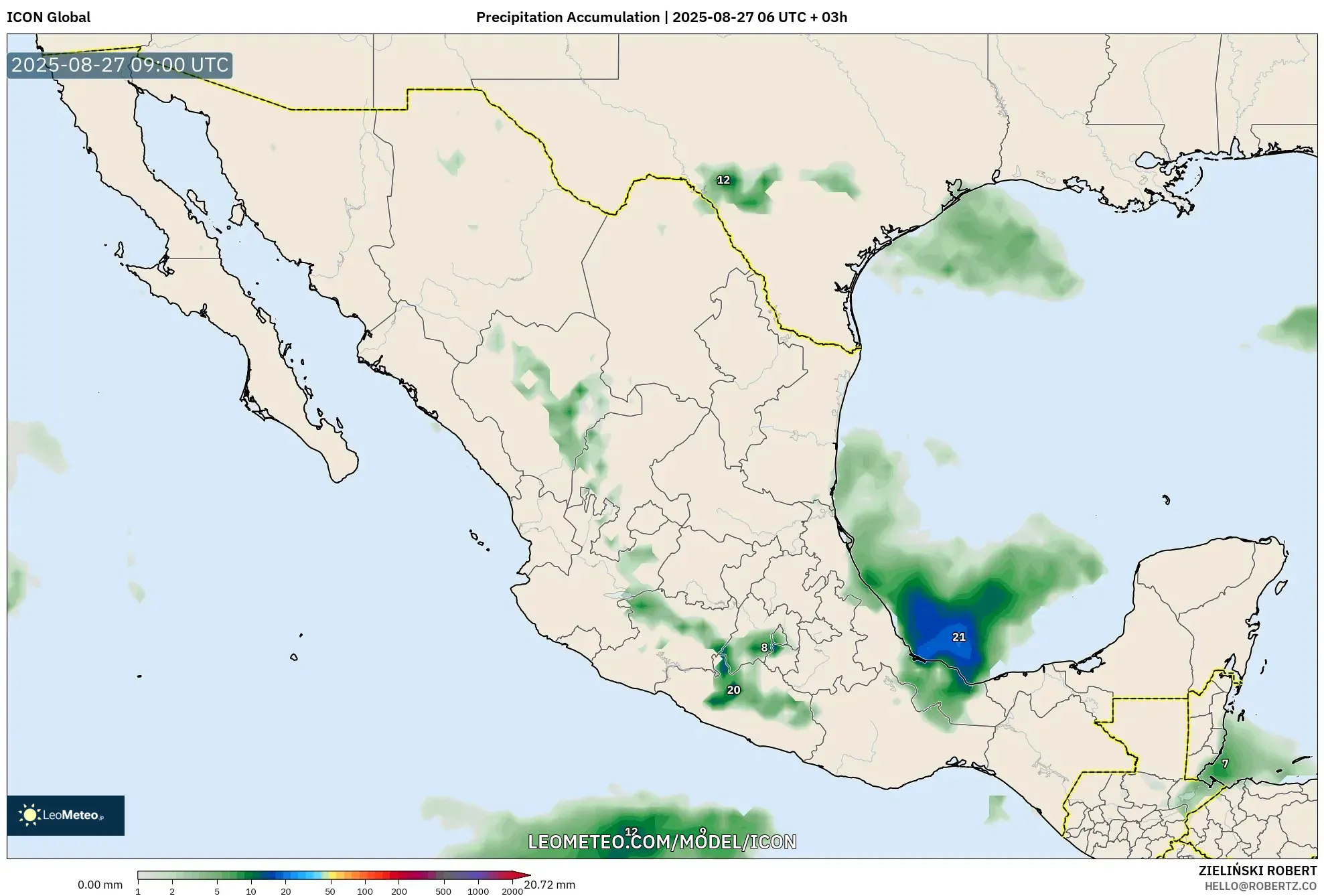 ICON model - Mexico, Precipitation Accumulation ICON model - Mexico, Precipitation Accumulation