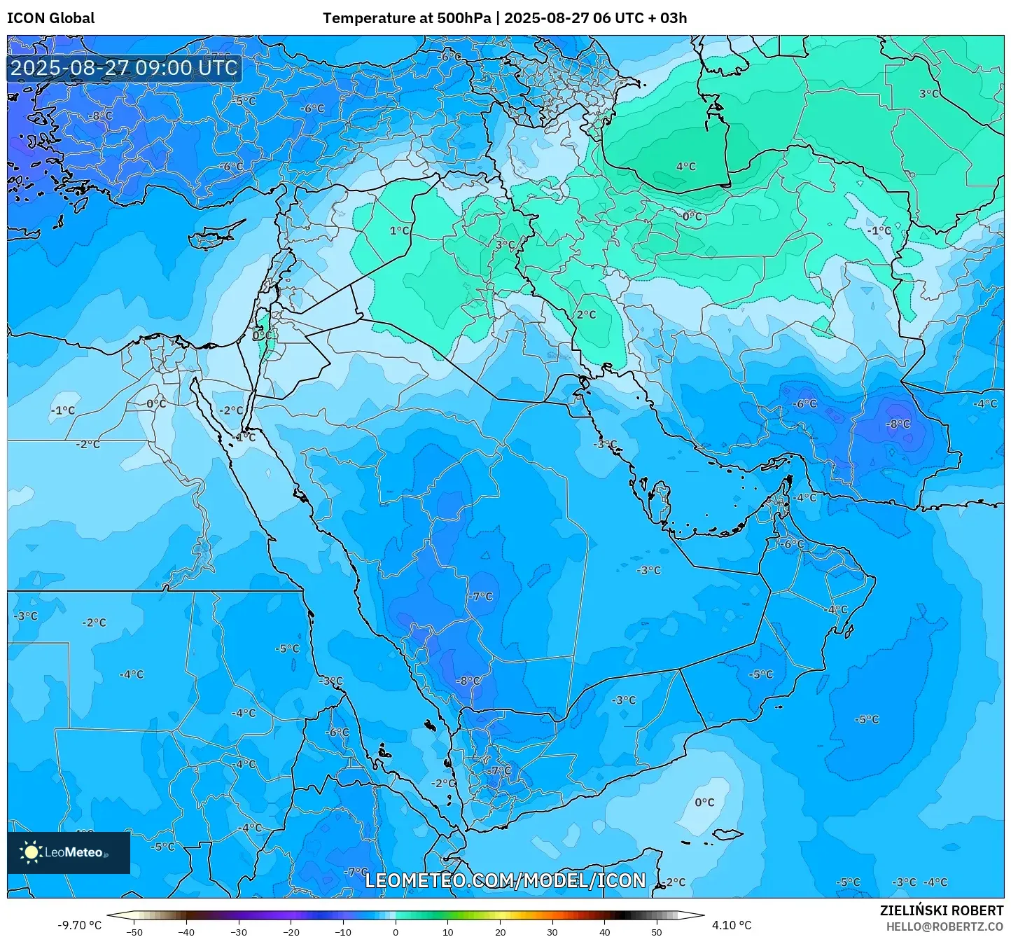 ICON model - Middle East, Temperature at 500hPa