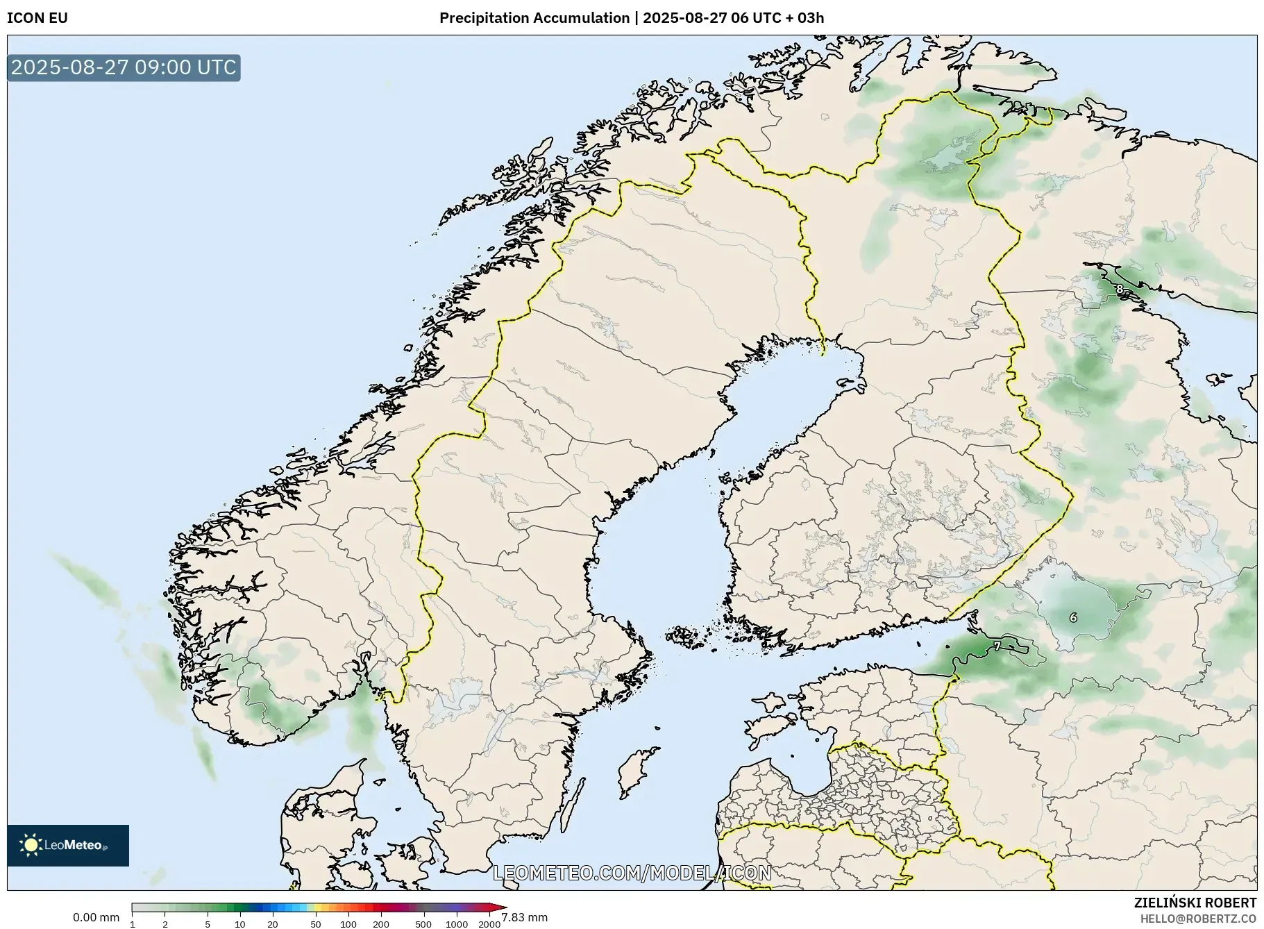 ICON model - Scandinavia, Precipitation Accumulation ICON model - Scandinavia, Precipitation Accumulation