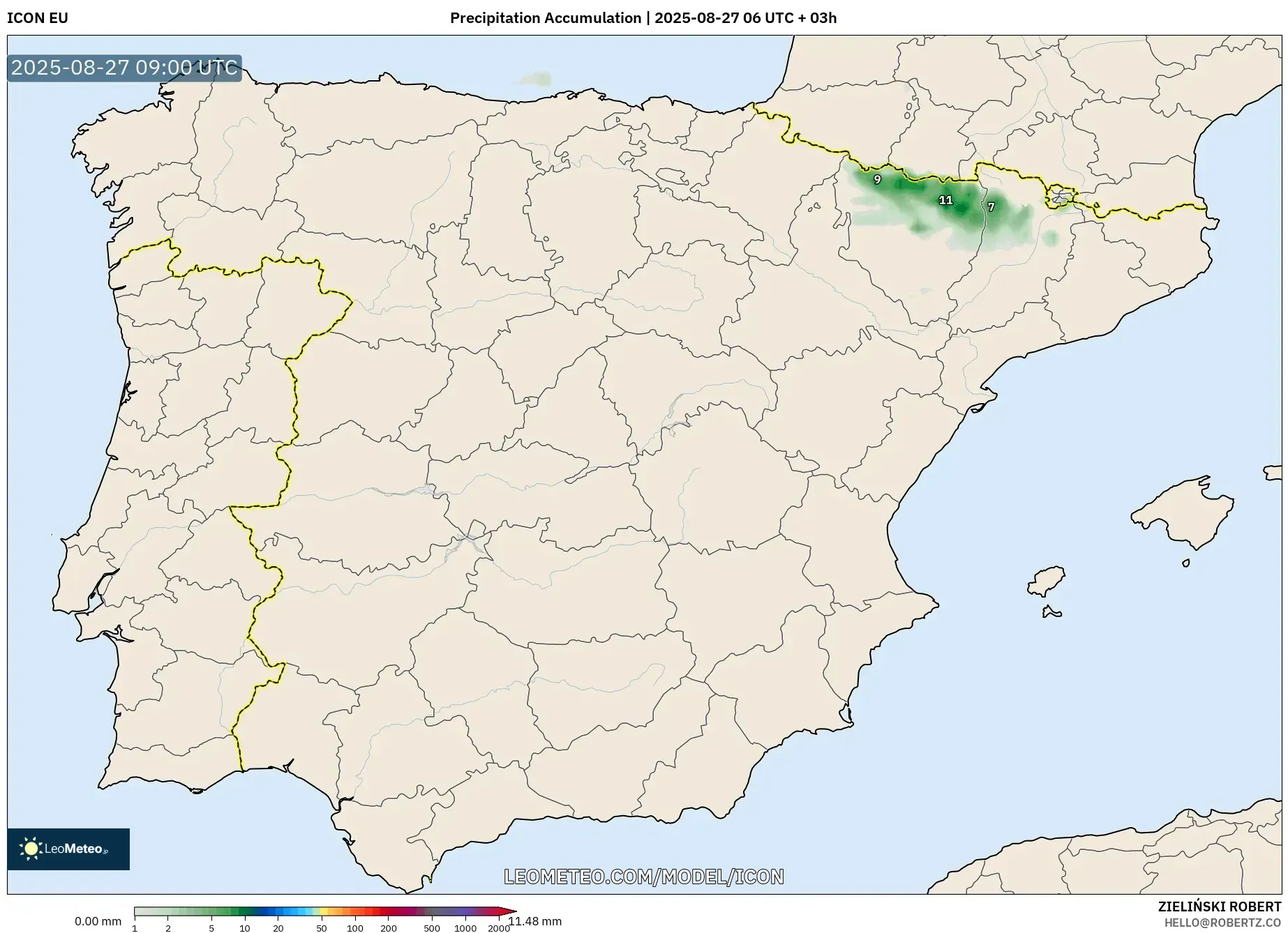 ICON model - Spain, Precipitation Accumulation ICON model - Spain, Precipitation Accumulation
