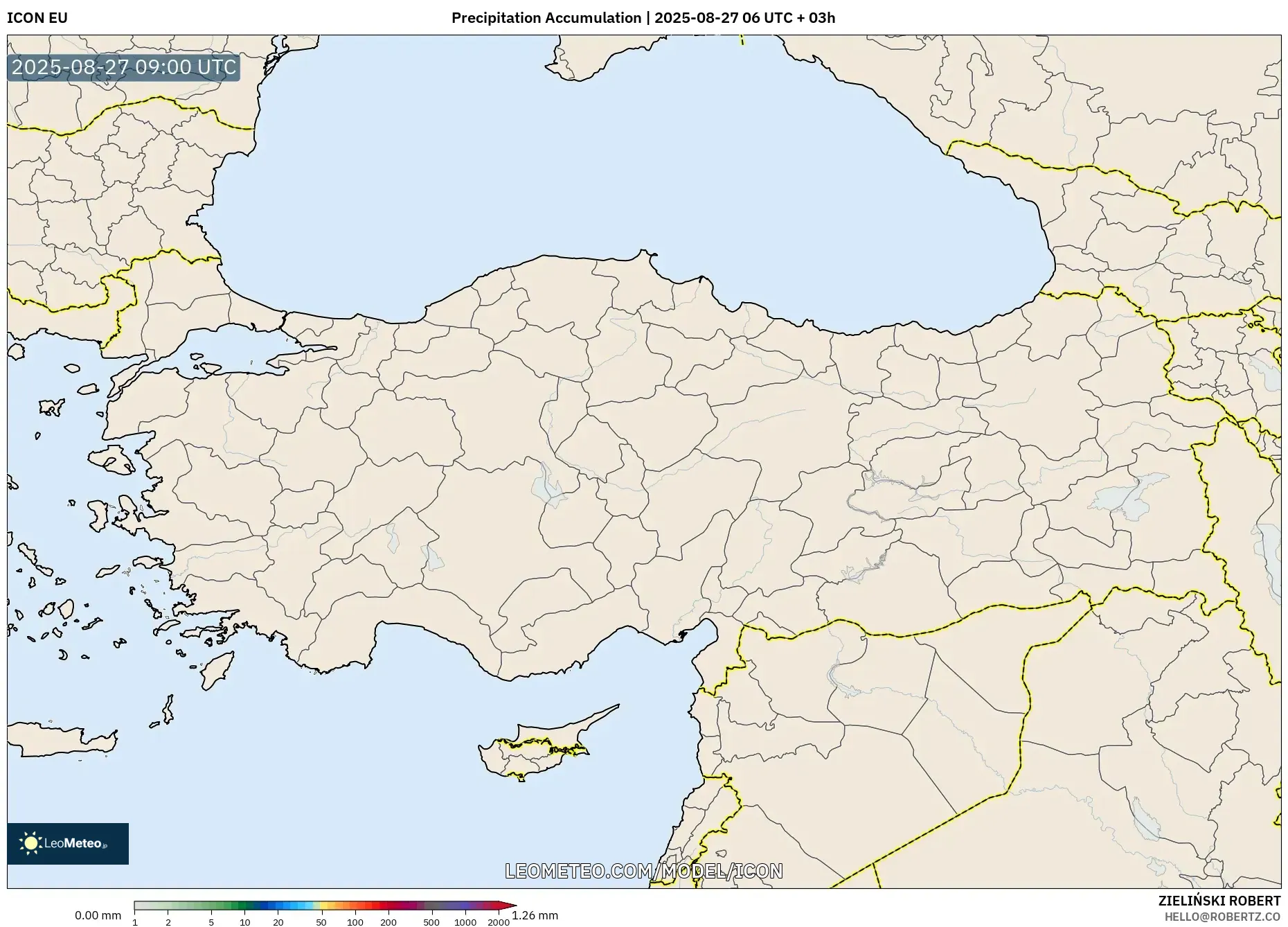 ICON model - Turkey, Precipitation Accumulation ICON model - Turkey, Precipitation Accumulation