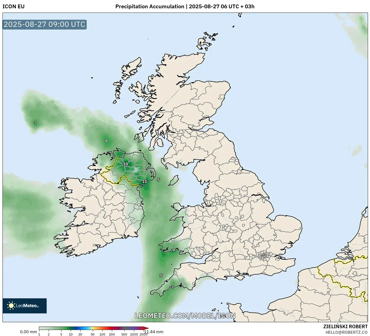 ICON model - United Kingdom, Precipitation Accumulation ICON model - United Kingdom, Precipitation Accumulation