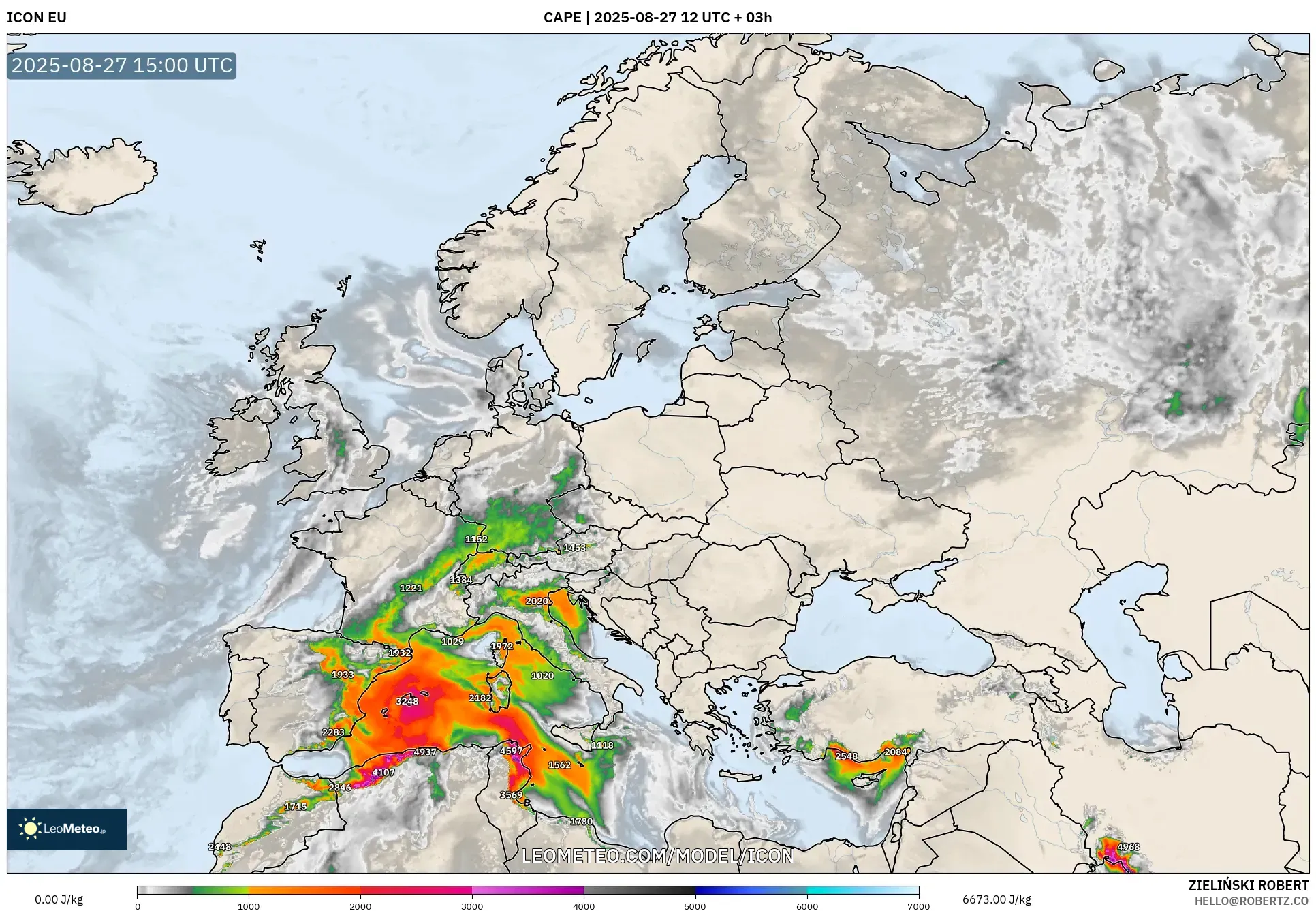 ICON model - Europe, CAPE ICON model - Europe, CAPE