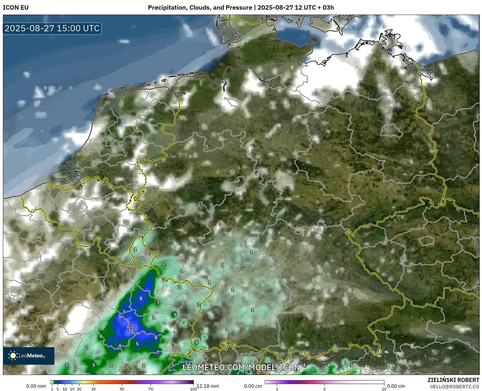 ICON model - Germany, Precipitation, Clouds, and Pressure ICON model - Germany, Precipitation, Clouds, and Pressure
