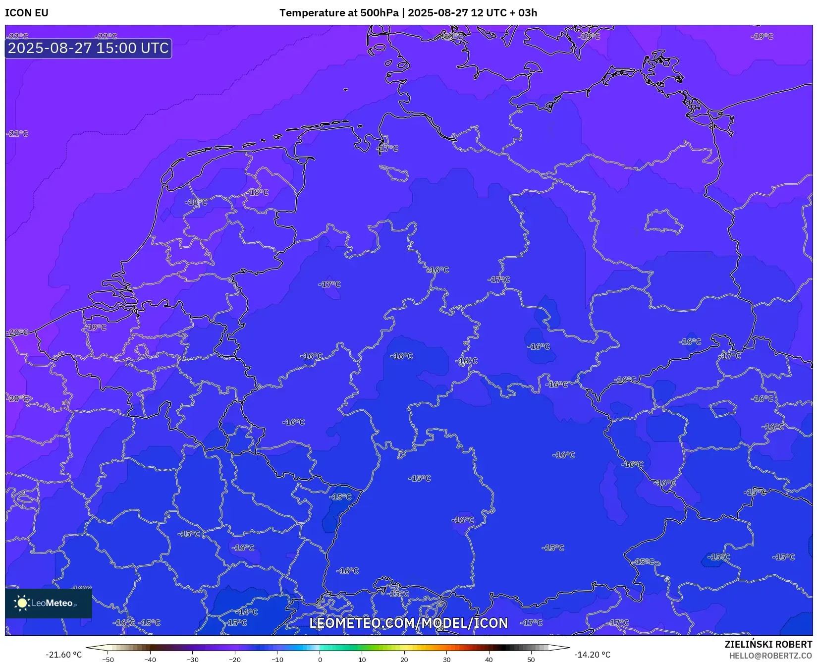 ICON model - Germany, Temperature at 500hPa ICON model - Germany, Temperature at 500hPa