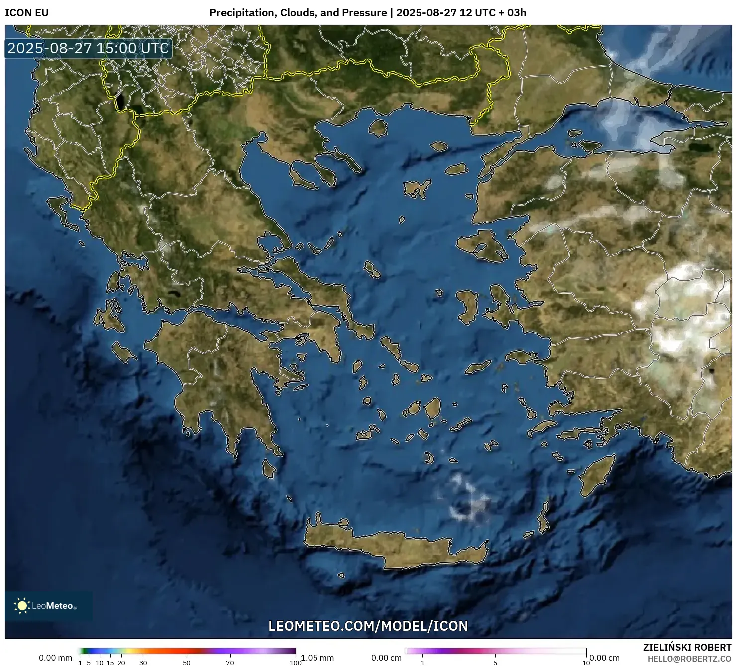 ICON model - Greece, Precipitation, Clouds, and Pressure ICON model - Greece, Precipitation, Clouds, and Pressure