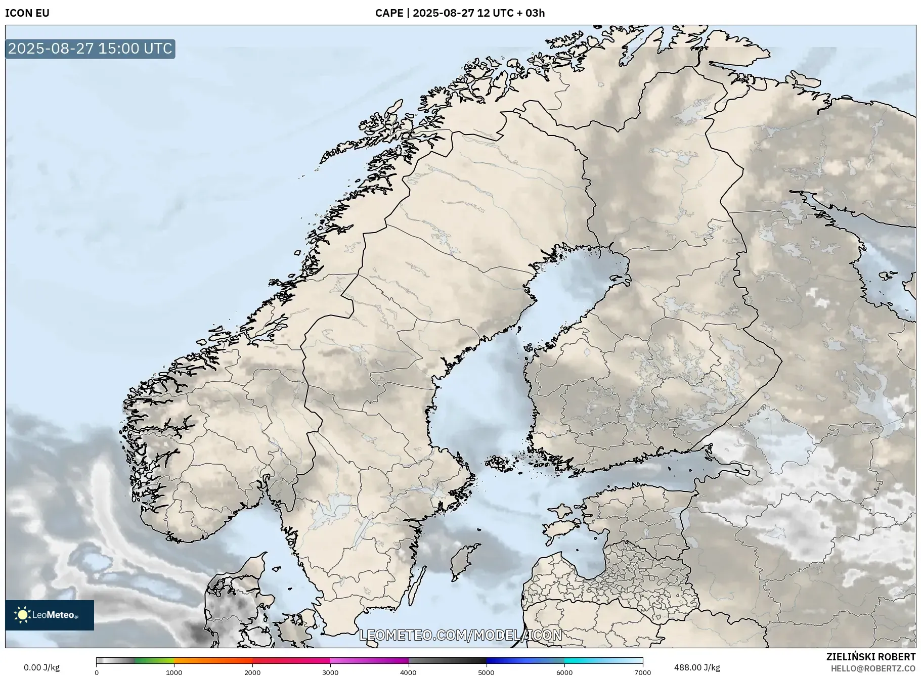 ICON model - Scandinavia, CAPE ICON model - Scandinavia, CAPE