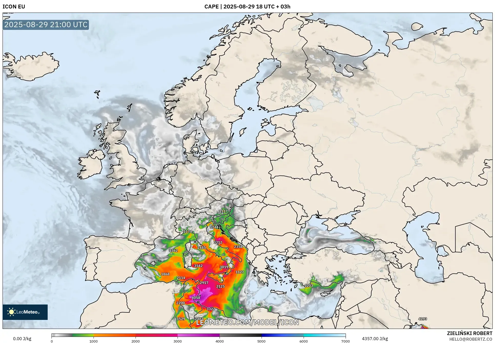 ICON model - Europe, CAPE ICON model - Europe, CAPE