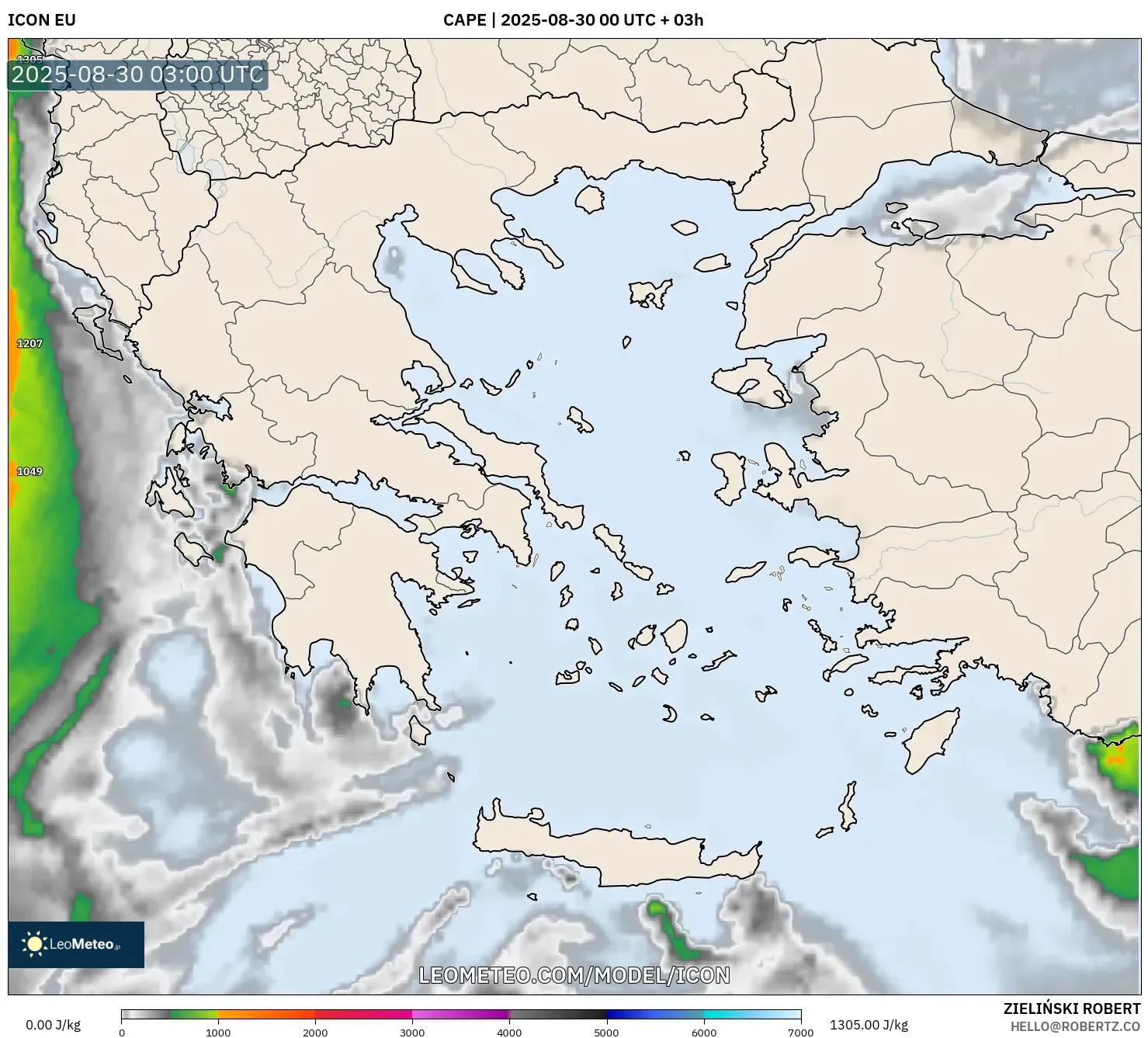 ICON model - Greece, CAPE ICON model - Greece, CAPE