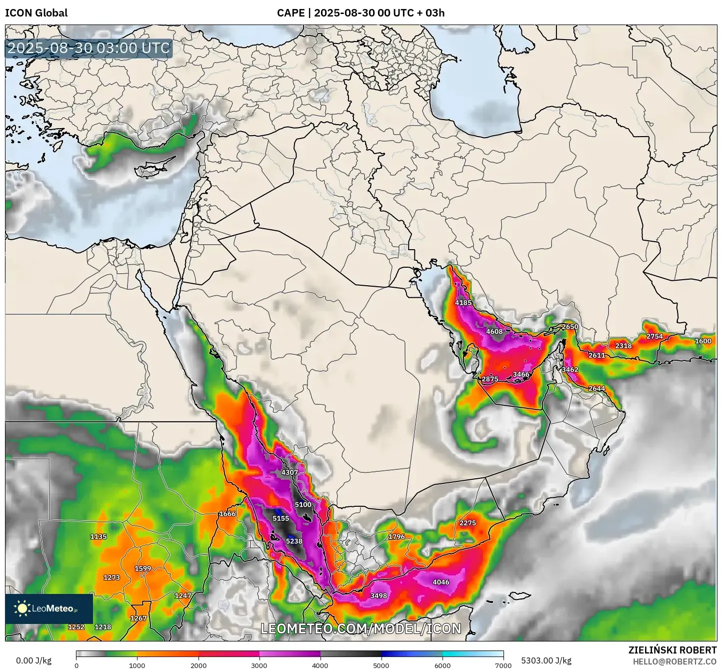 ICON model - Middle East, CAPE ICON model - Middle East, CAPE