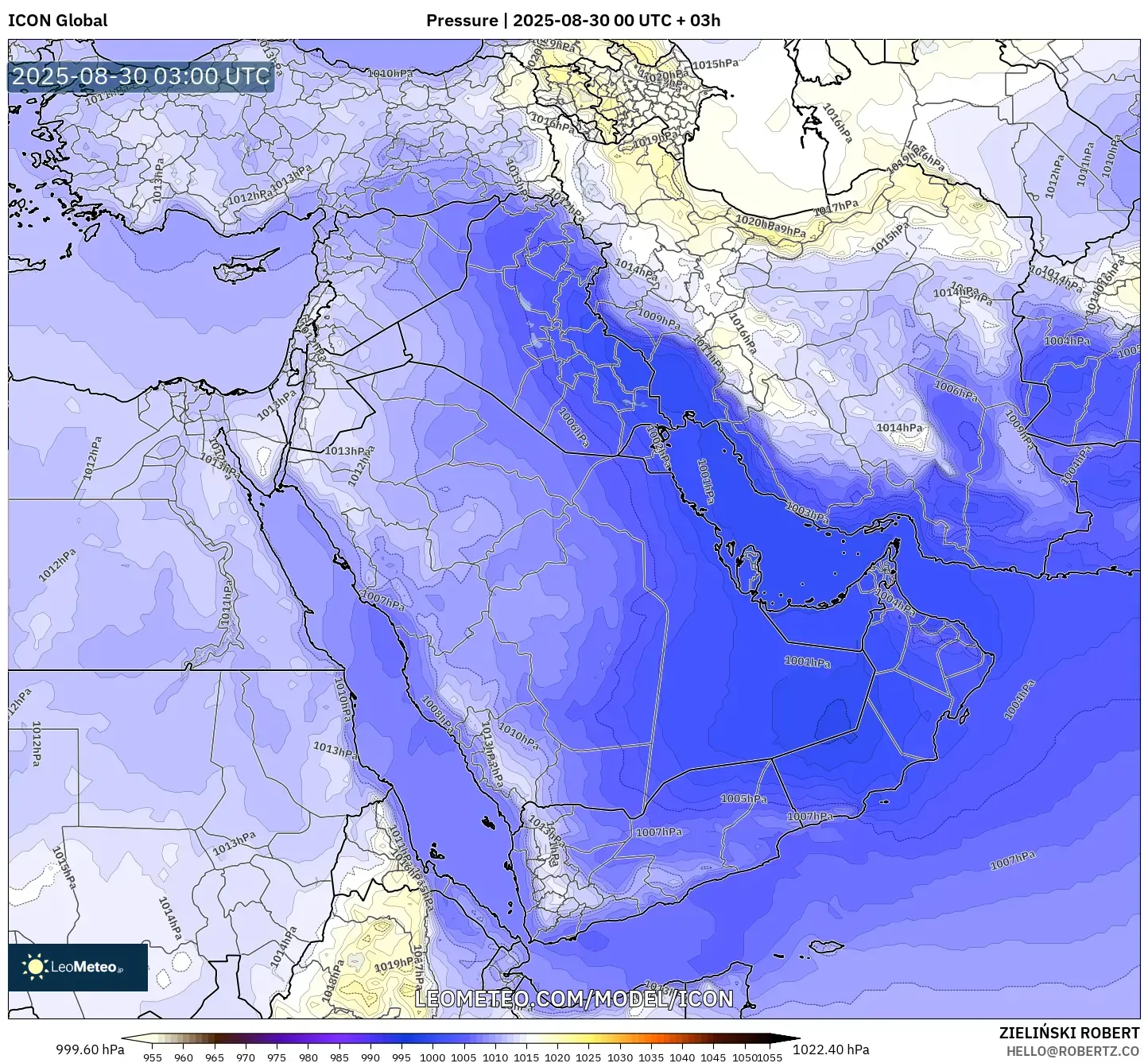 ICON model - Middle East, Pressure ICON model - Middle East, Pressure