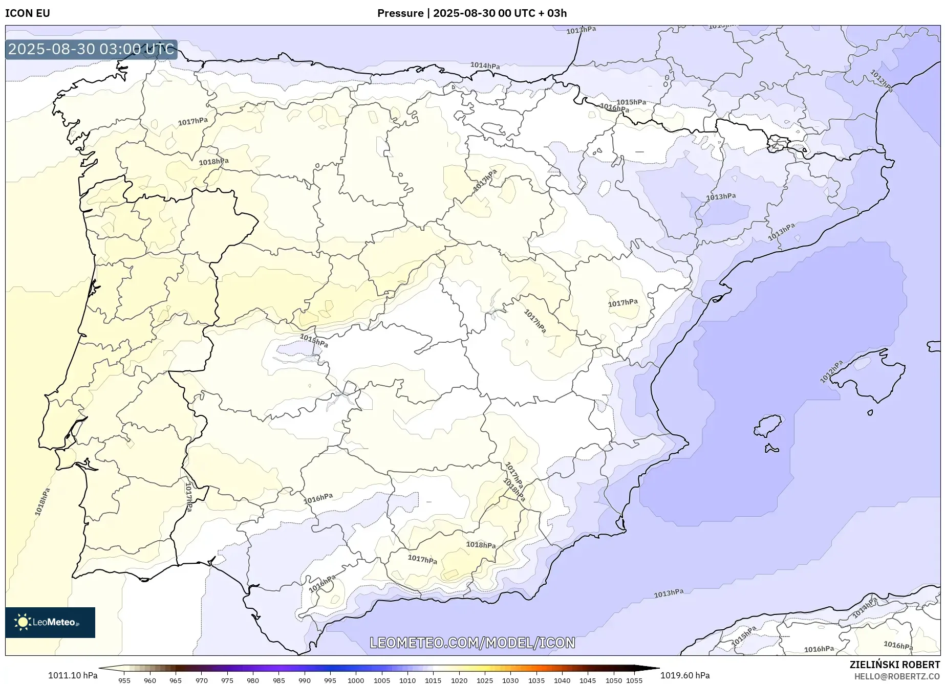 ICON model - Spain, Pressure ICON model - Spain, Pressure