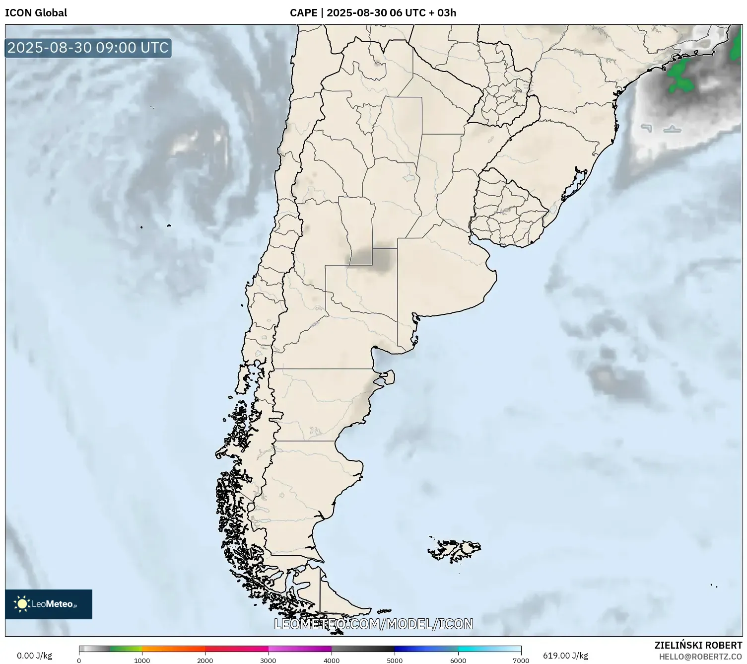 ICON model - Argentina, CAPE ICON model - Argentina, CAPE
