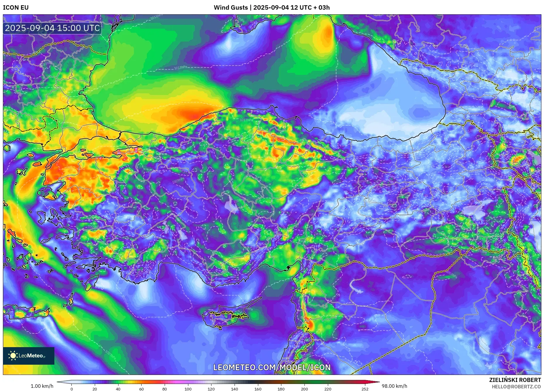ICON model - Turkey, Wind Gusts ICON model - Turkey, Wind Gusts