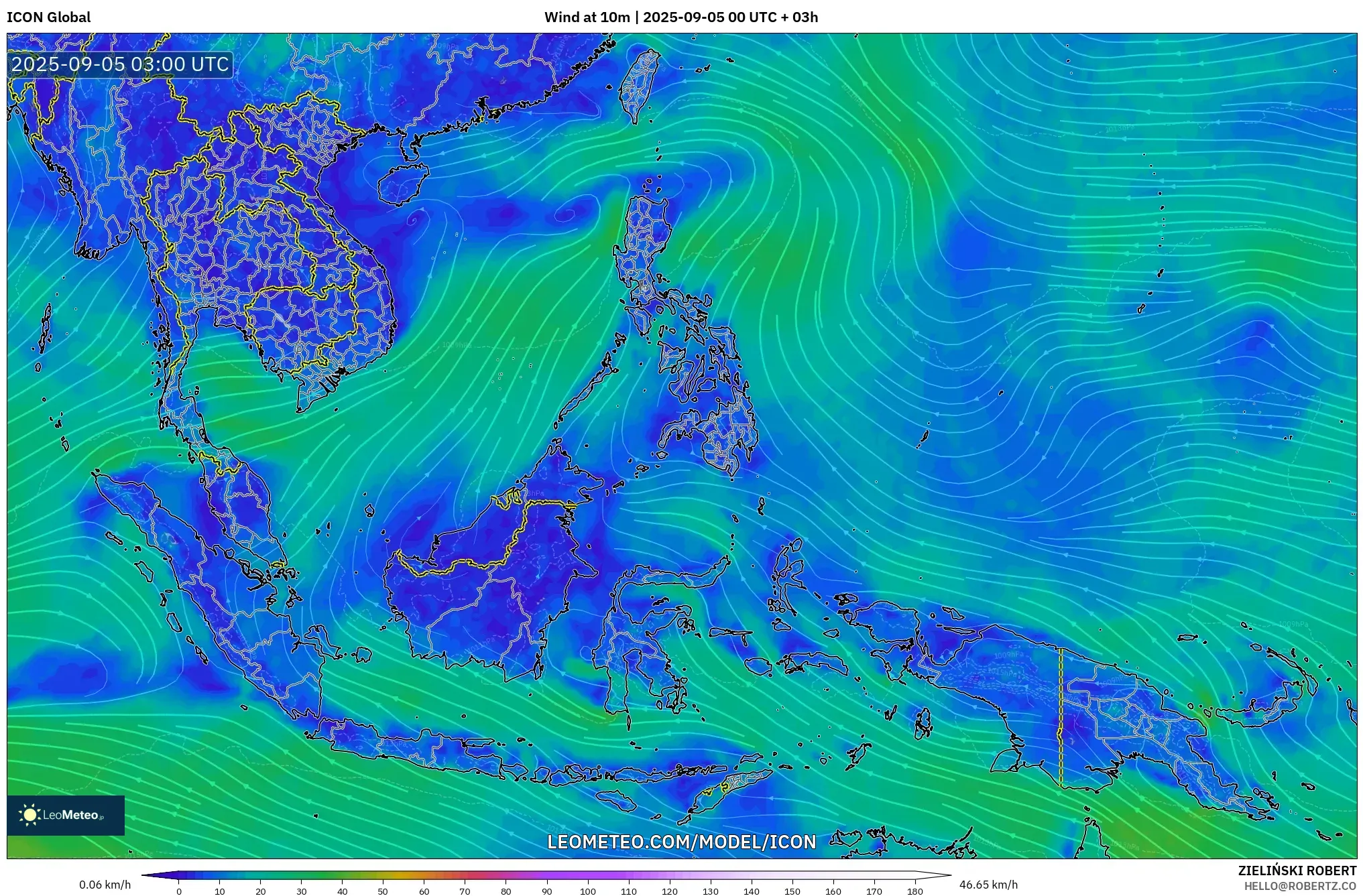 ICON model - South East Asia, Wind at 10m ICON model - South East Asia, Wind at 10m