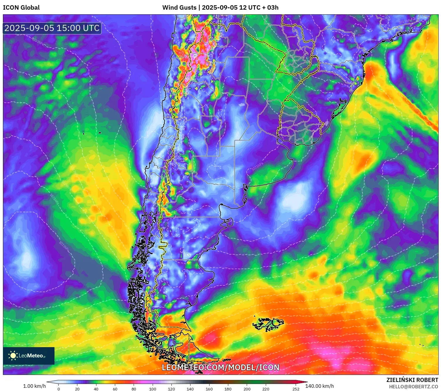 ICON model - Argentina, Wind Gusts ICON model - Argentina, Wind Gusts