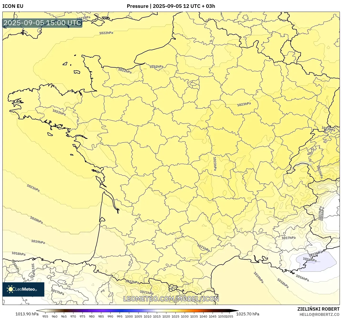 ICON model - France, Pressure