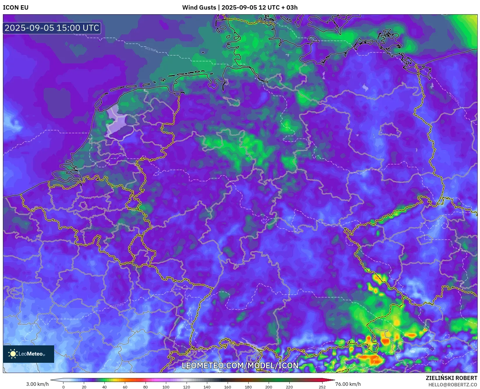 ICON model - Germany, Wind Gusts