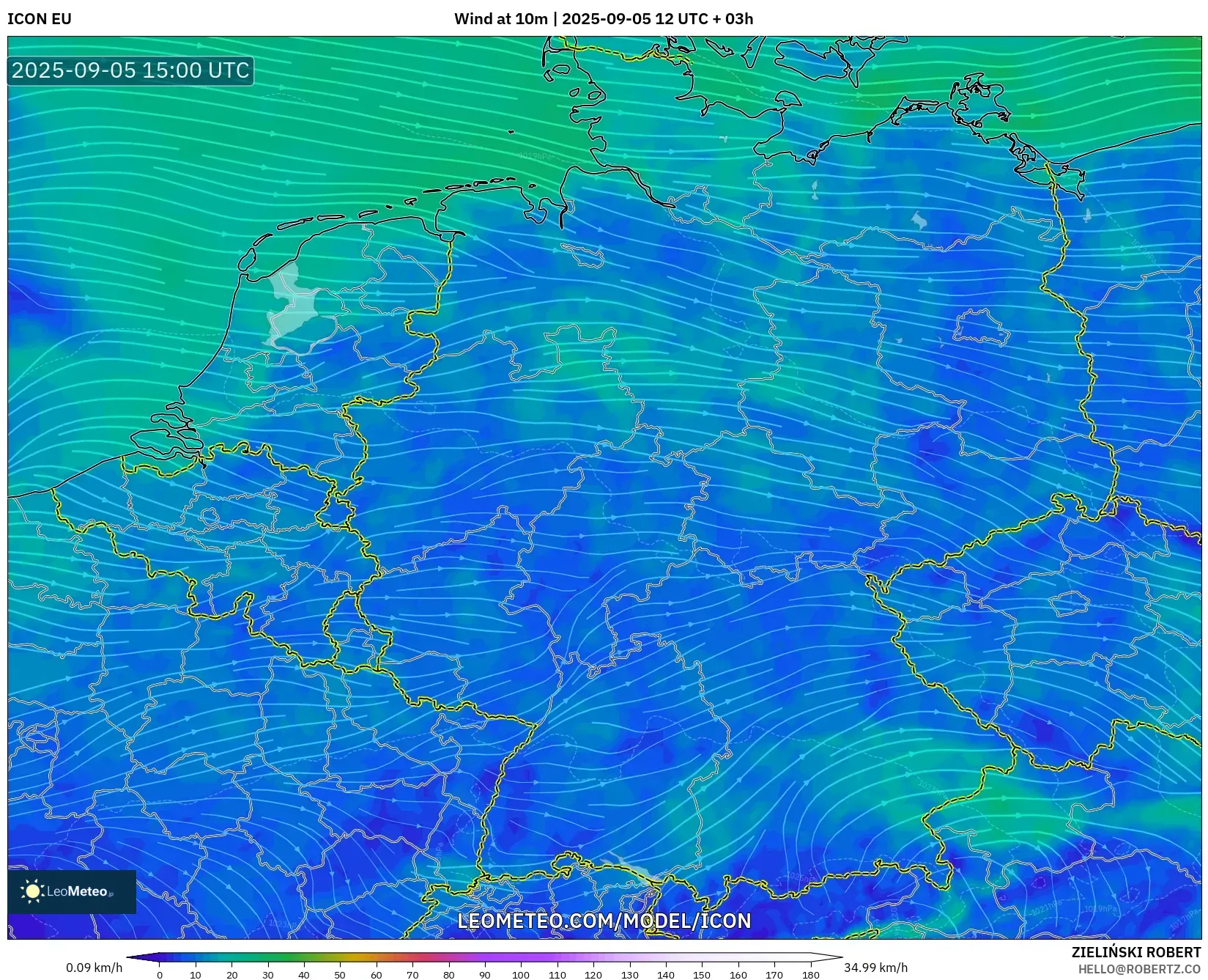 ICON model - Germany, Wind at 10m