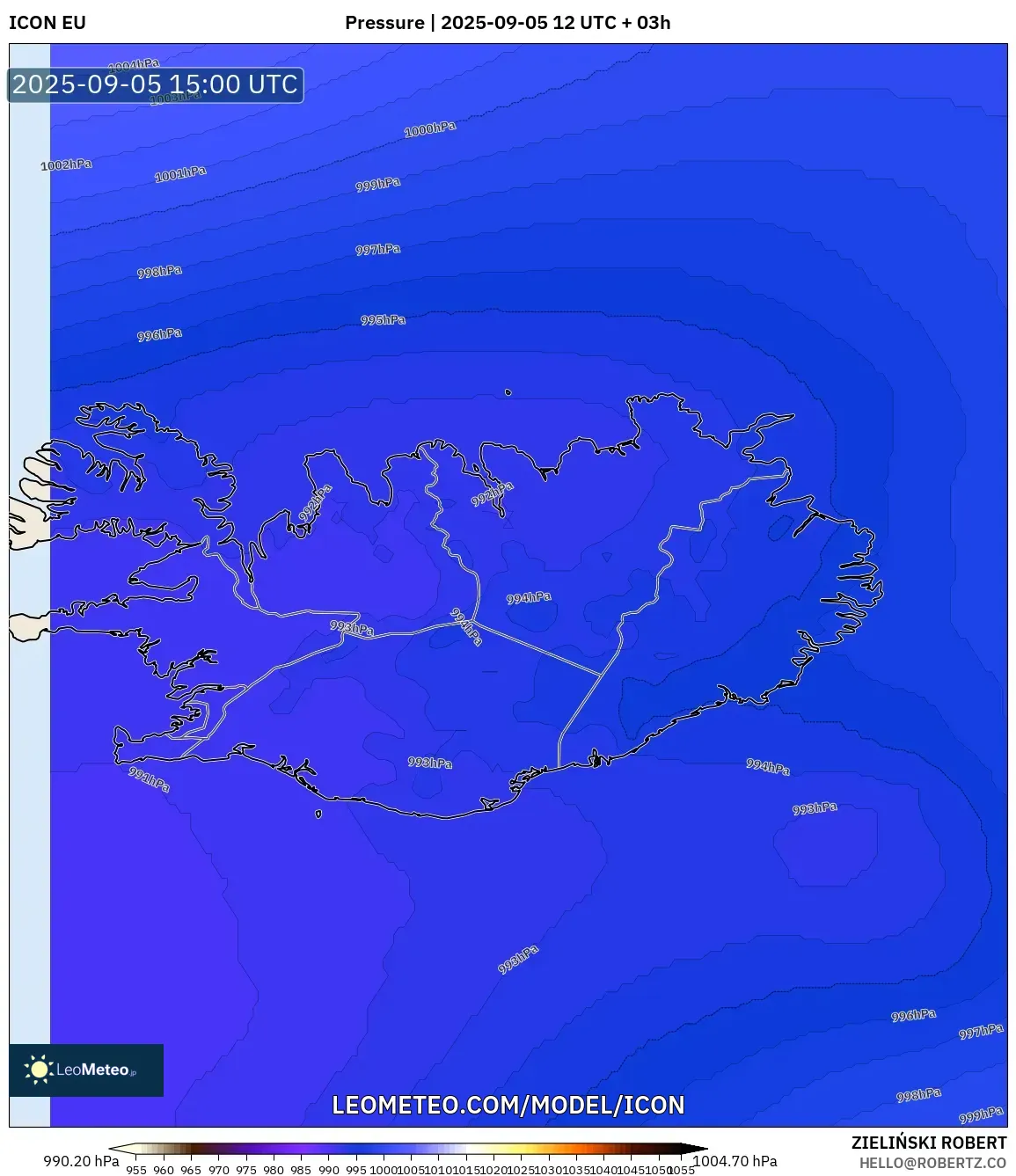 ICON model - Iceland, Pressure