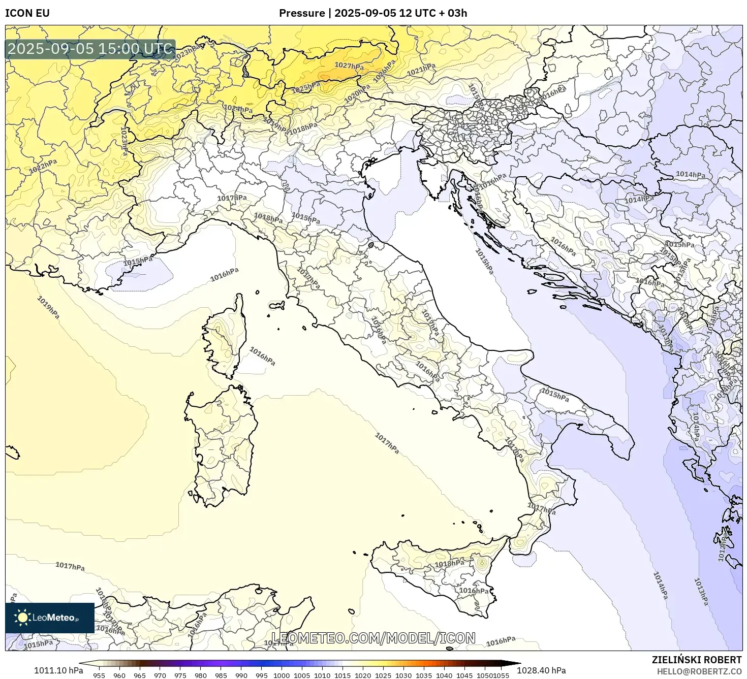ICON model - Italy, Pressure