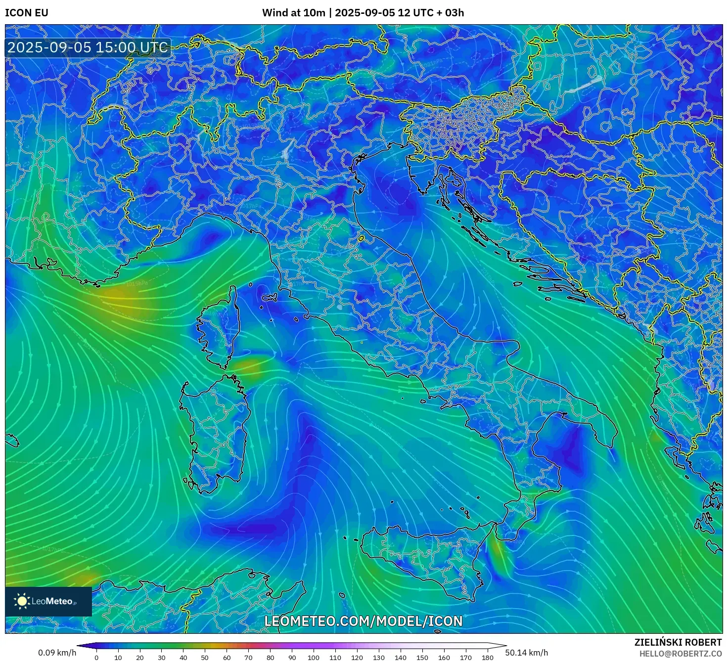 ICON model - Italy, Wind at 10m ICON model - Italy, Wind at 10m