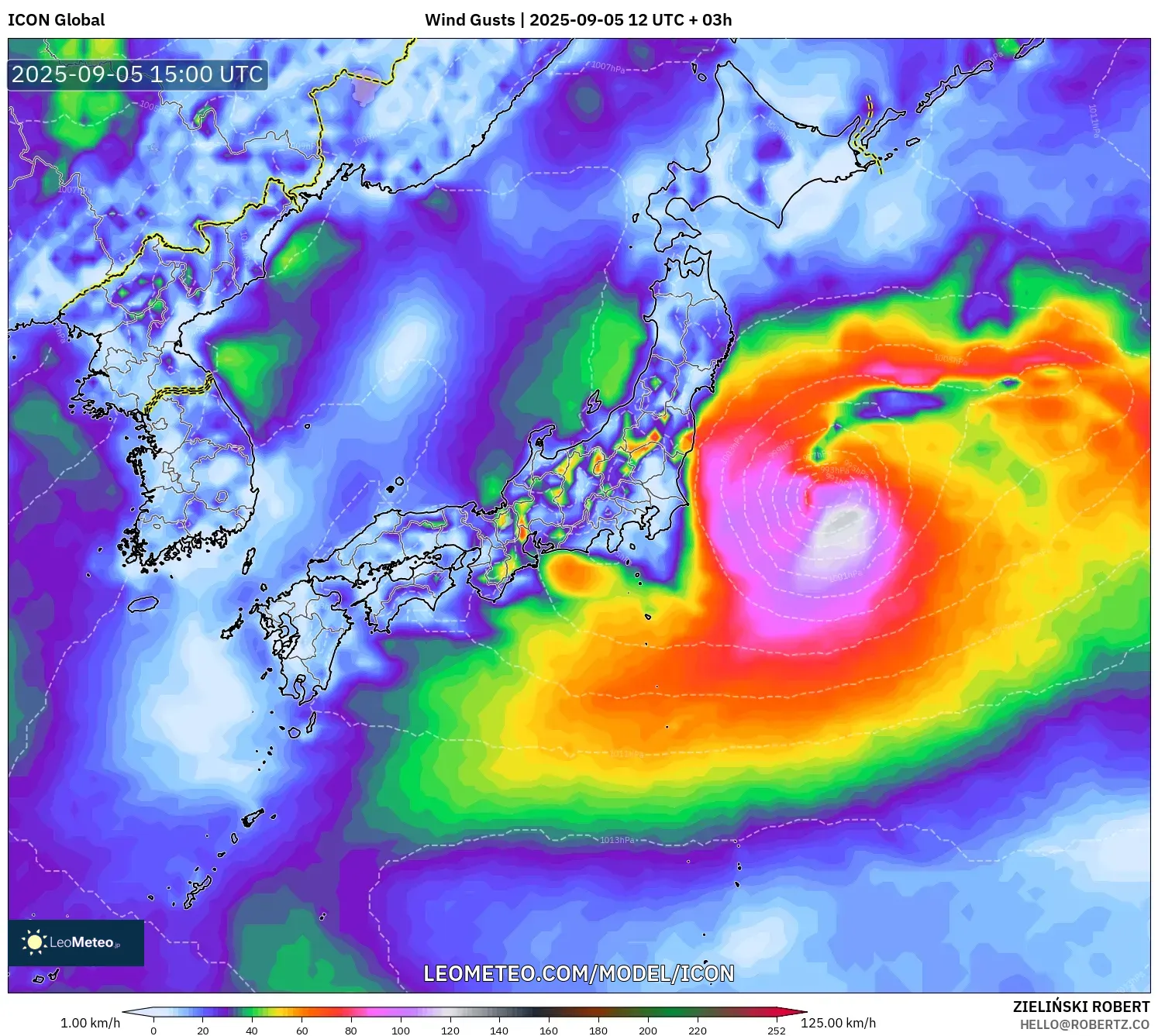 ICON model - Japan, Wind Gusts ICON model - Japan, Wind Gusts