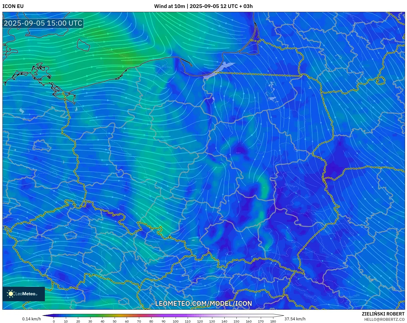 ICON model - Poland, Wind at 10m ICON model - Poland, Wind at 10m