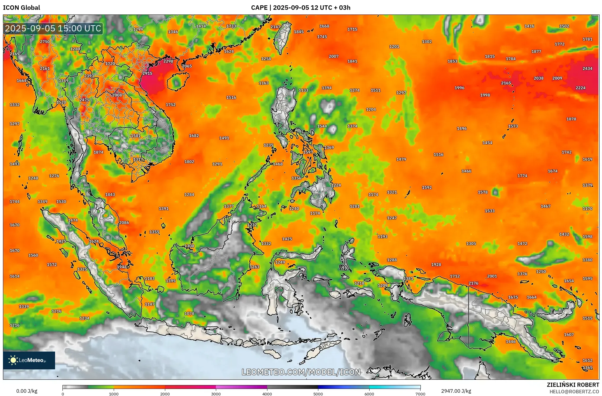 ICON model - South East Asia, CAPE