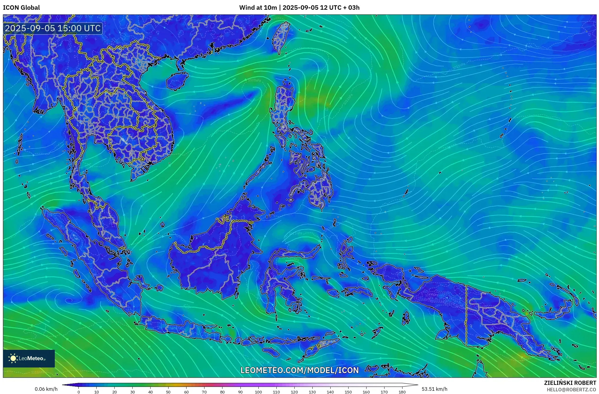 ICON model - South East Asia, Wind at 10m ICON model - South East Asia, Wind at 10m
