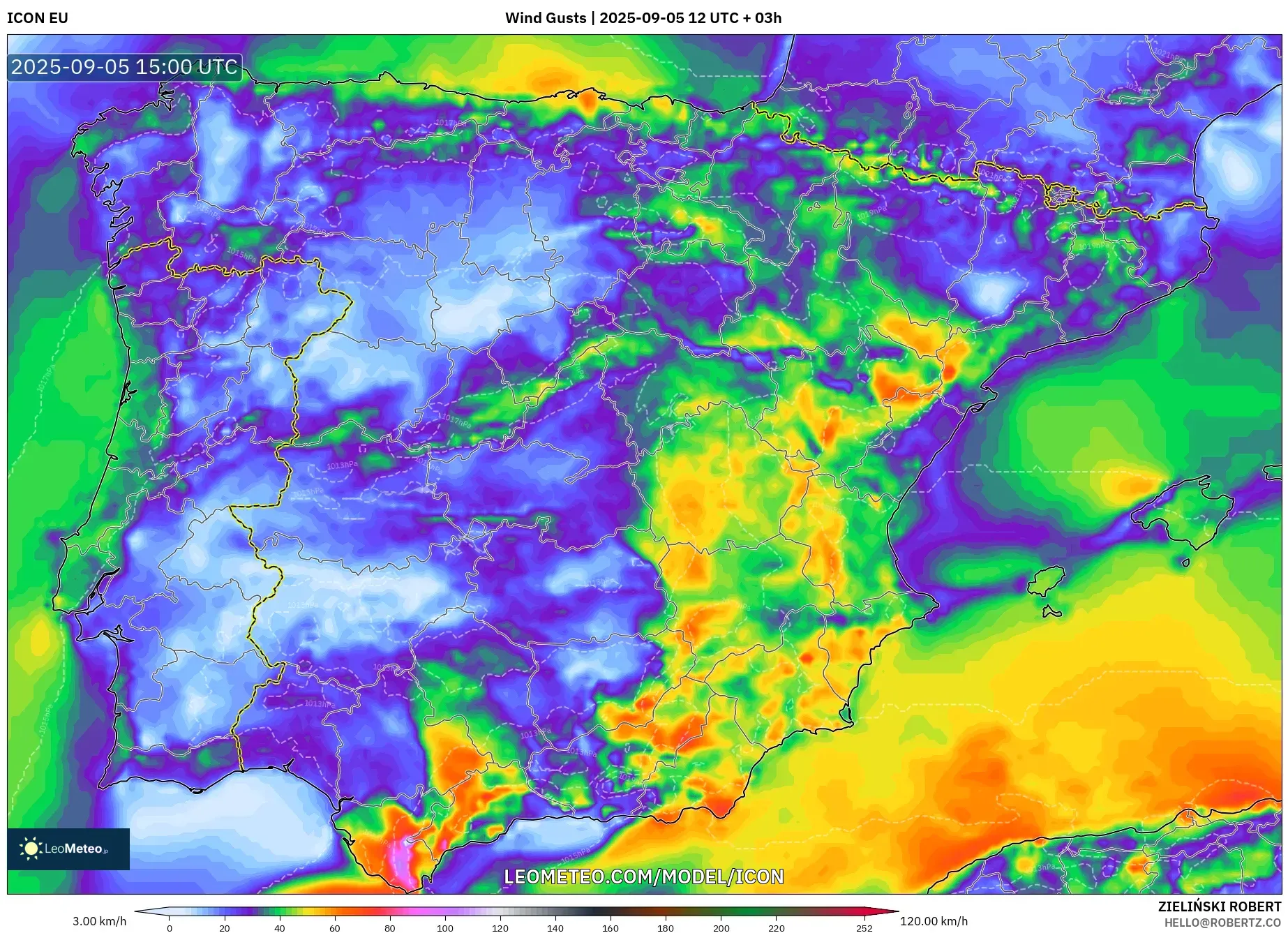 ICON model - Spain, Wind Gusts ICON model - Spain, Wind Gusts