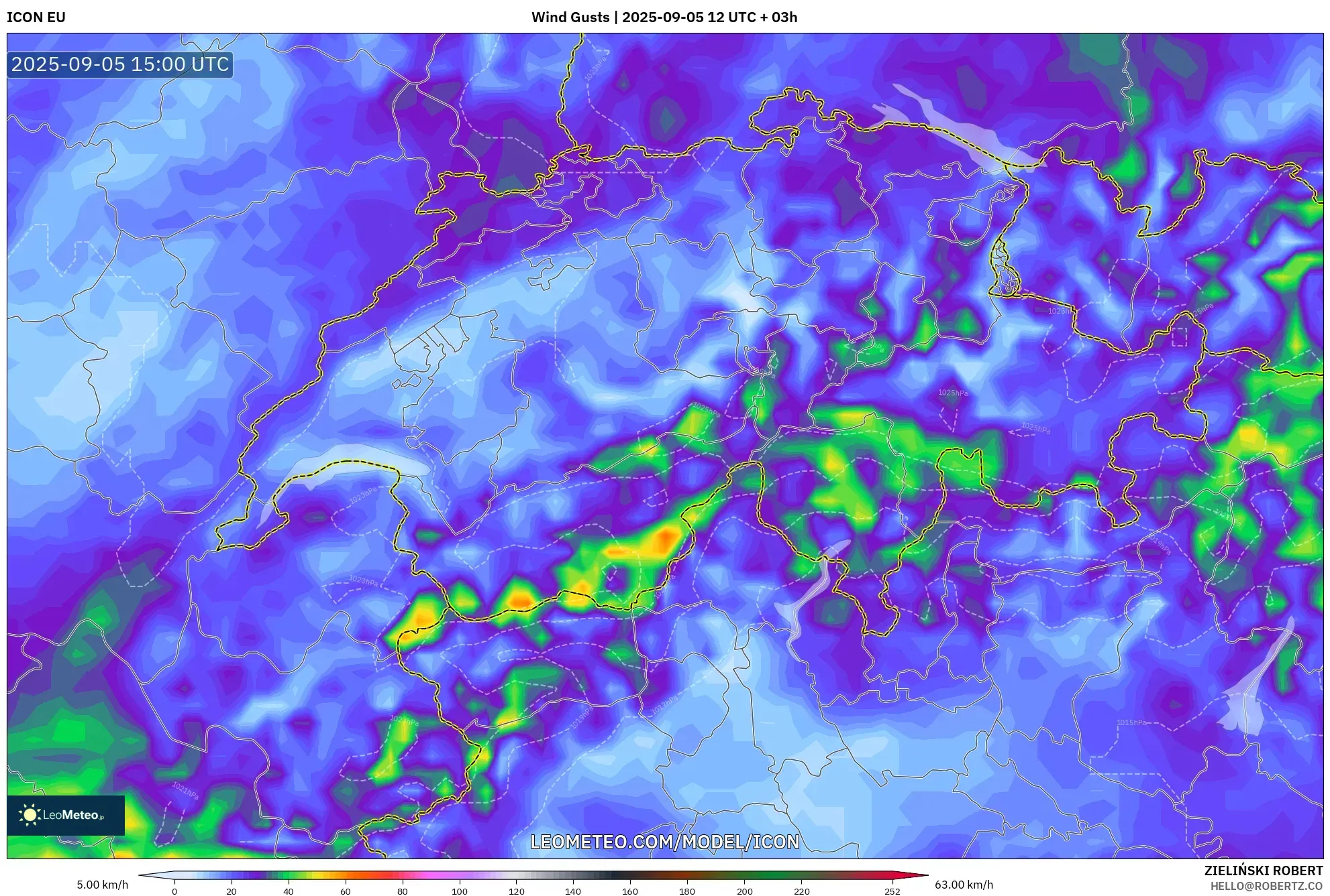 ICON model - Switzerland, Wind Gusts ICON model - Switzerland, Wind Gusts