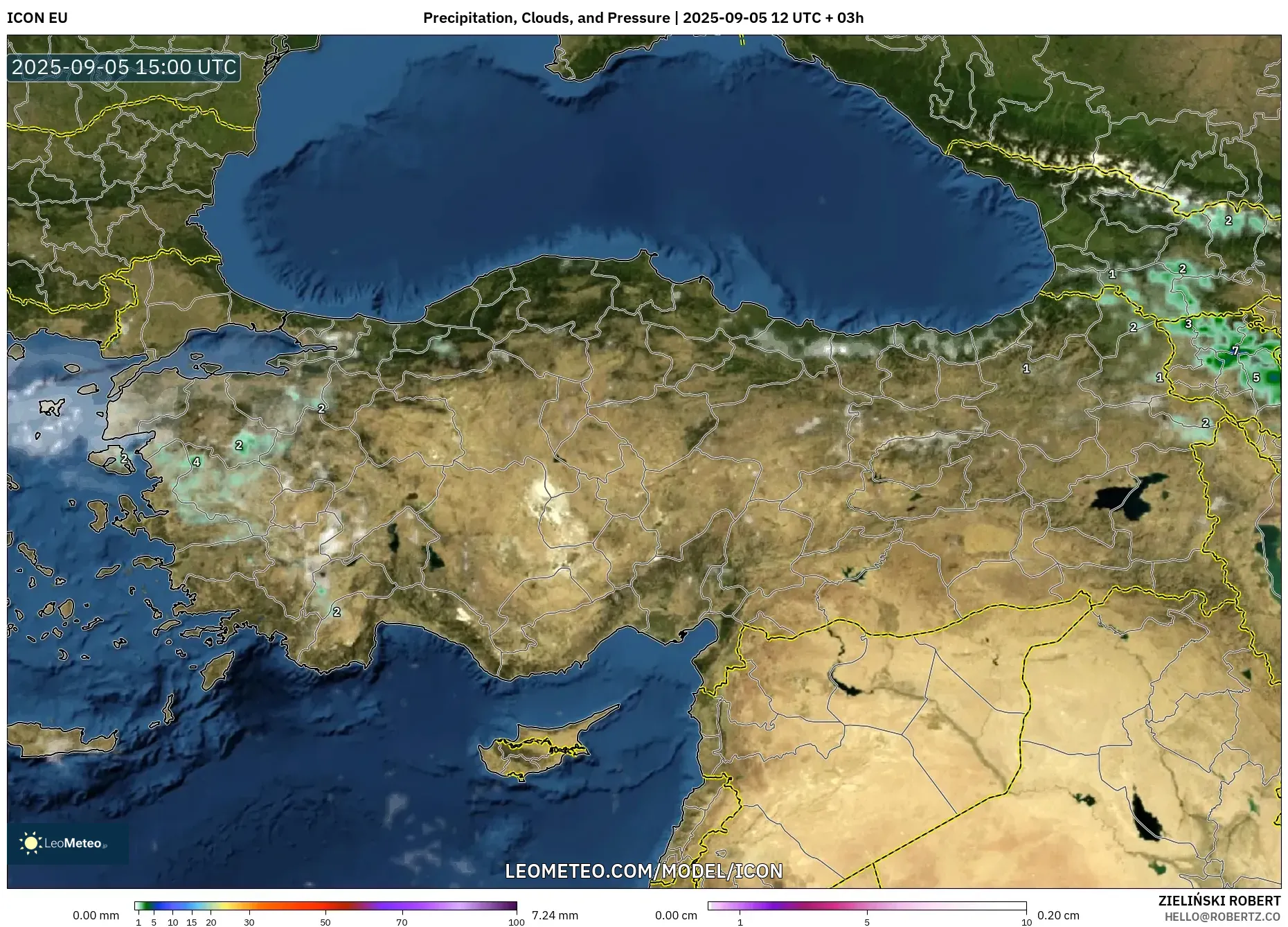 ICON model - Turkey, Precipitation, Clouds, and Pressure