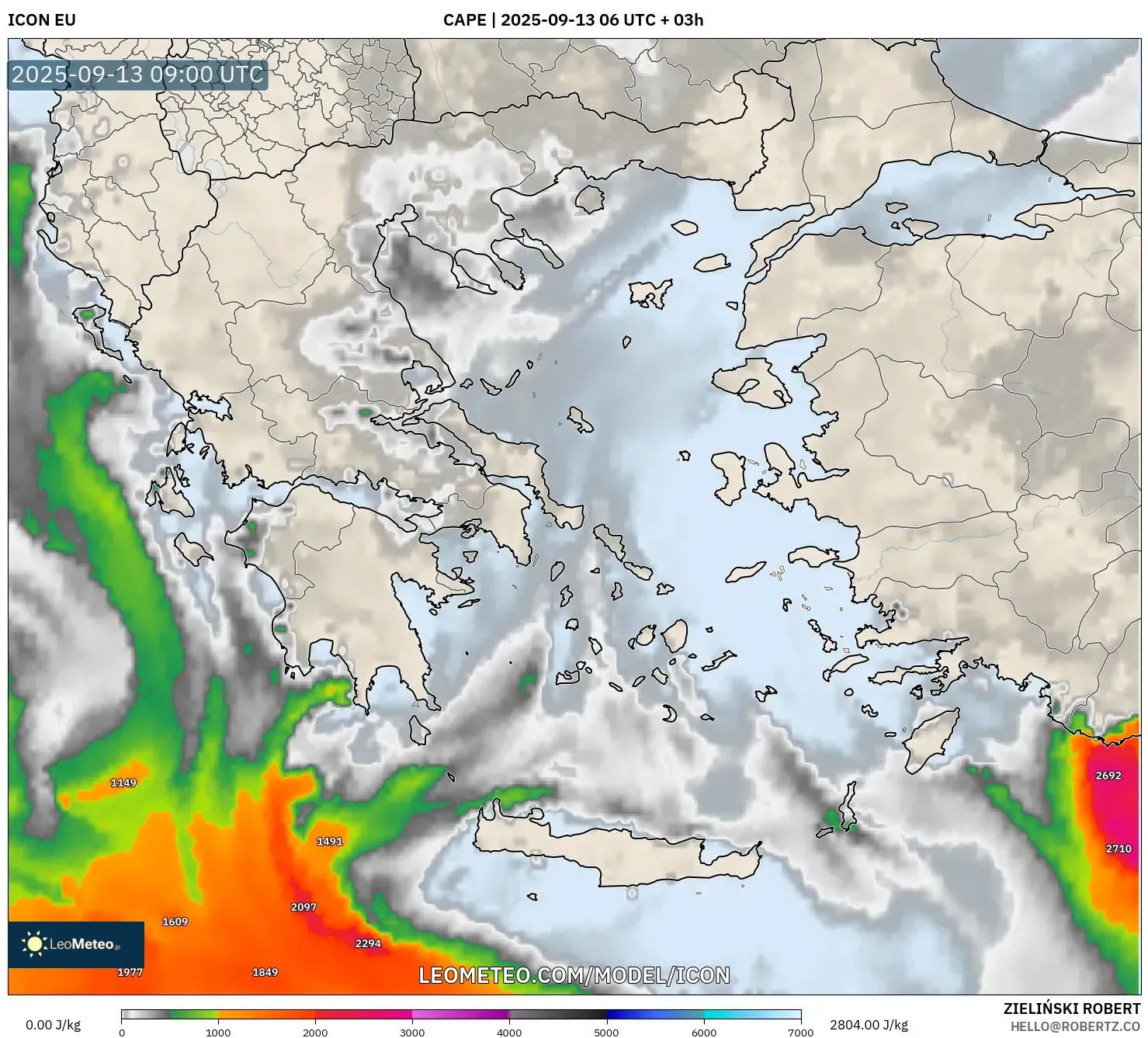 ICON model - Greece, CAPE