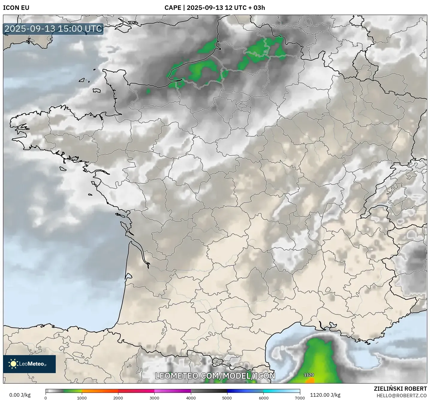 ICON model - France, CAPE