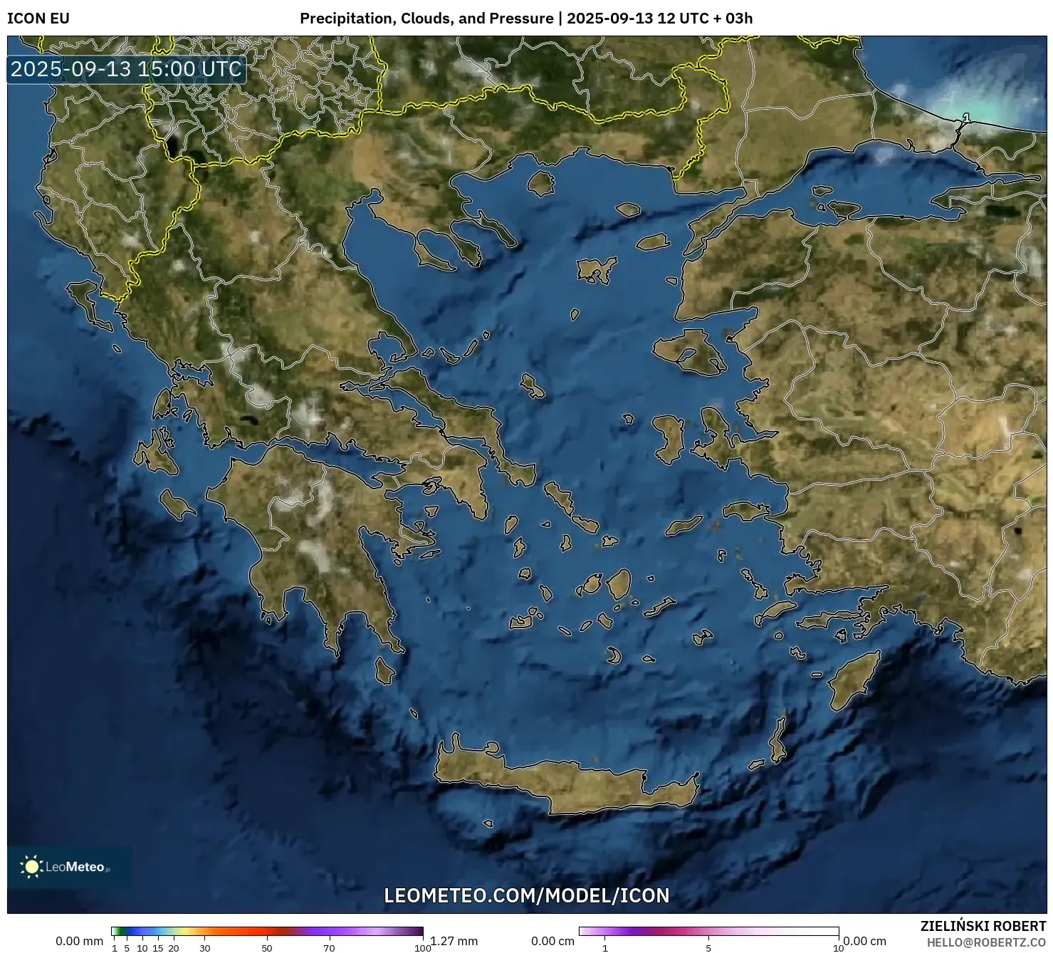 ICON model - Greece, Precipitation, Clouds, and Pressure ICON model - Greece, Precipitation, Clouds, and Pressure