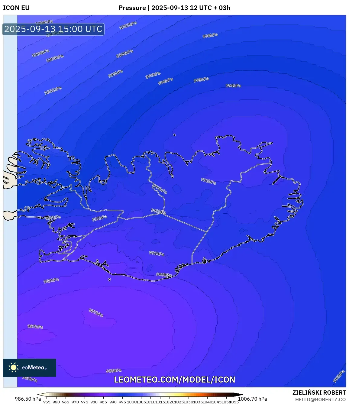 ICON model - Iceland, Pressure