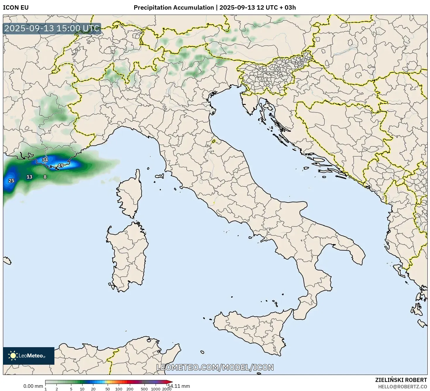 ICON model - Italy, Precipitation Accumulation ICON model - Italy, Precipitation Accumulation