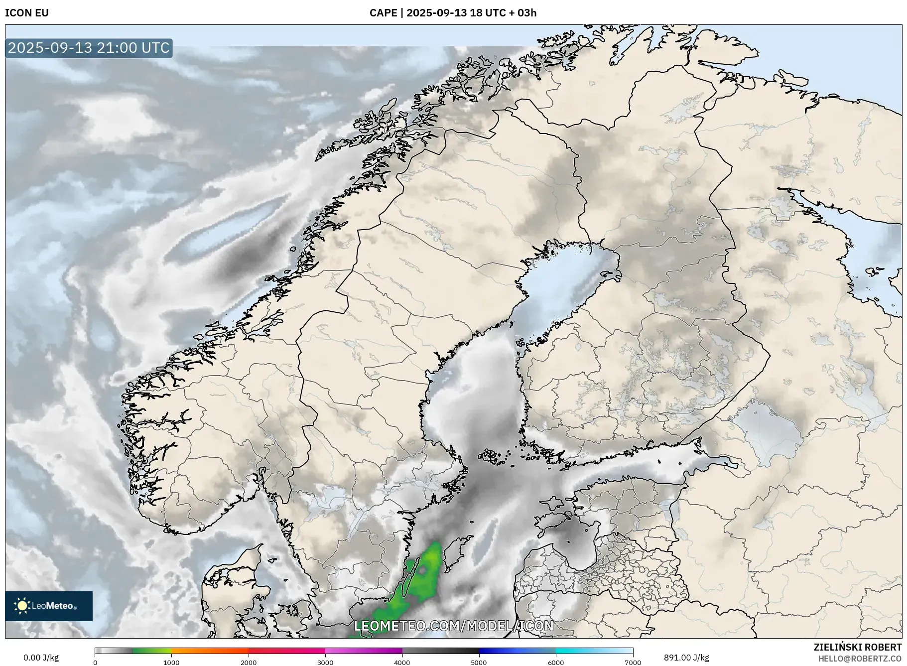 ICON model - Scandinavia, CAPE ICON model - Scandinavia, CAPE