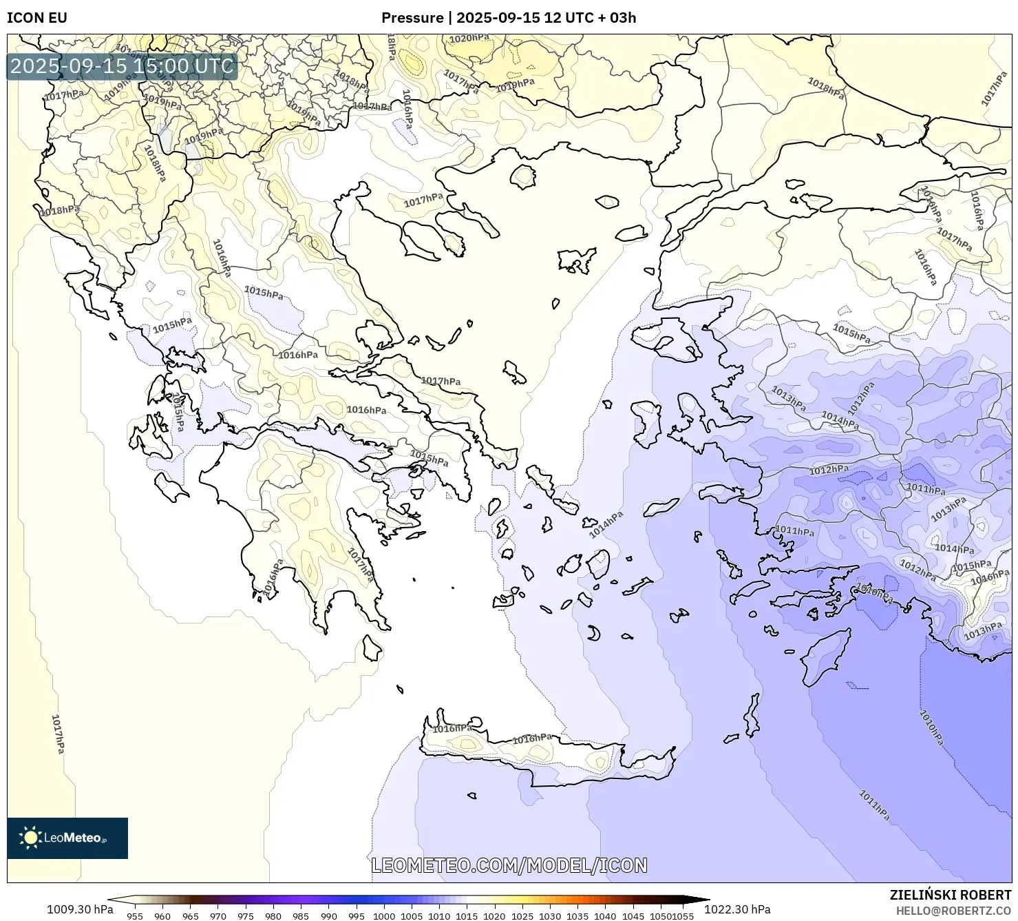 ICON model - Greece, Pressure ICON model - Greece, Pressure