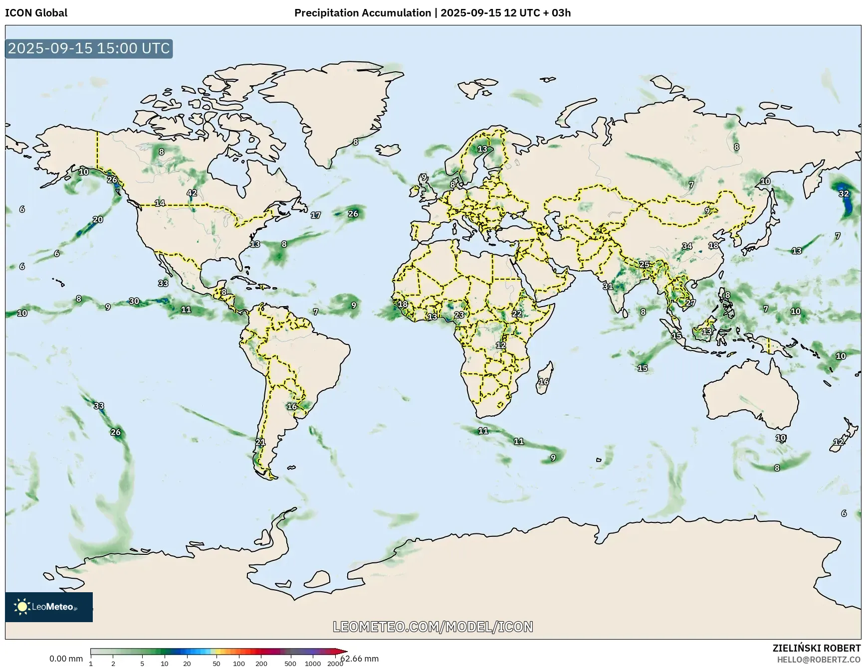 ICON model - World, Precipitation Accumulation