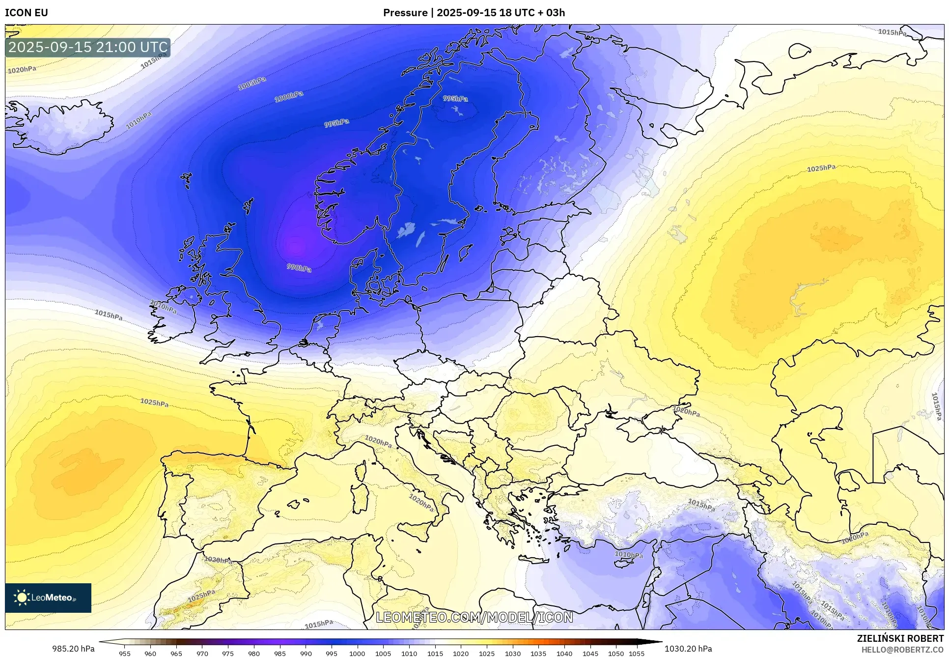 ICON model - Europe, Pressure