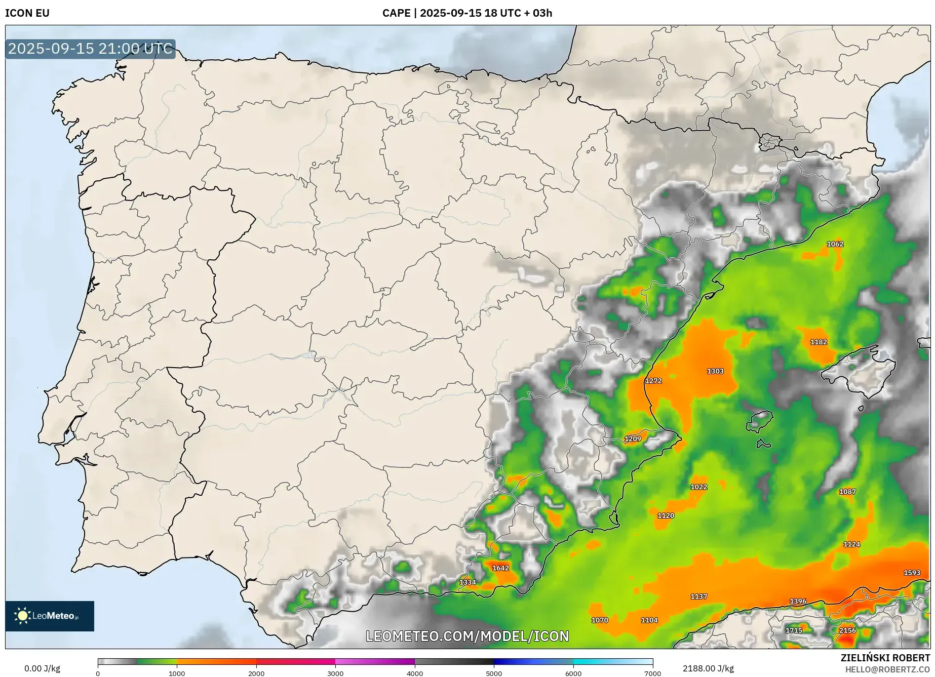 ICON model - Spain, CAPE ICON model - Spain, CAPE