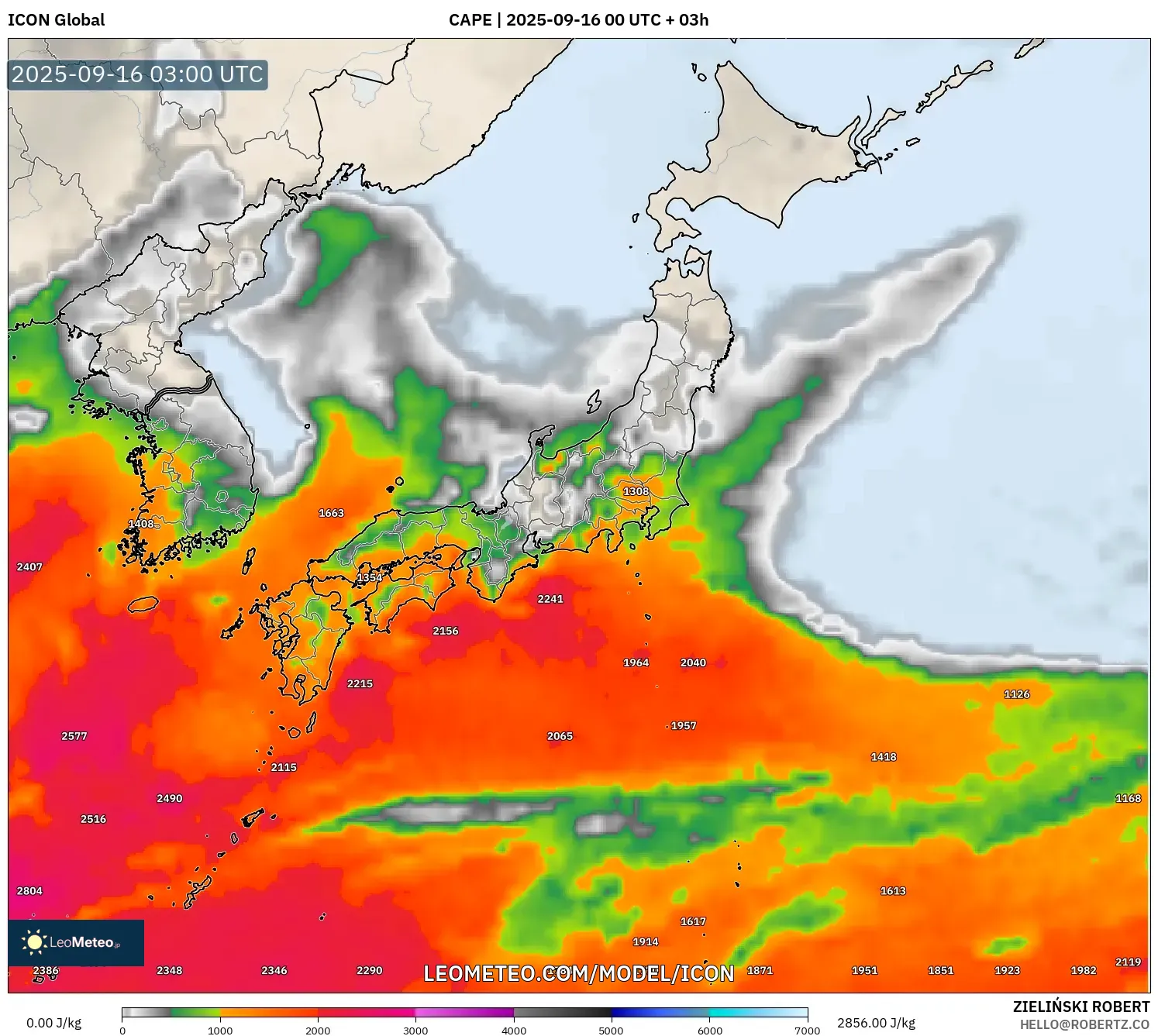 ICON model - Japan, CAPE
