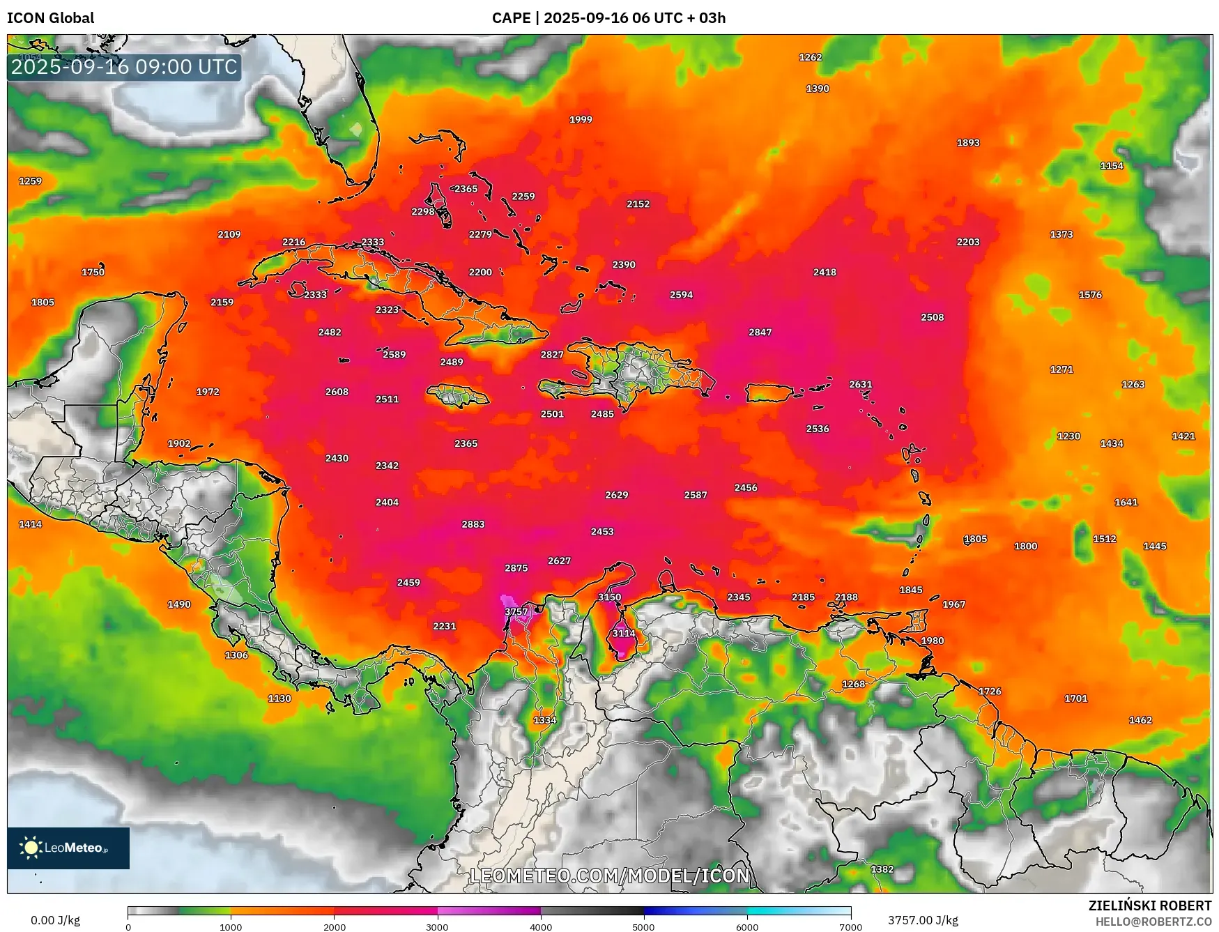 ICON model - Caribbean, CAPE