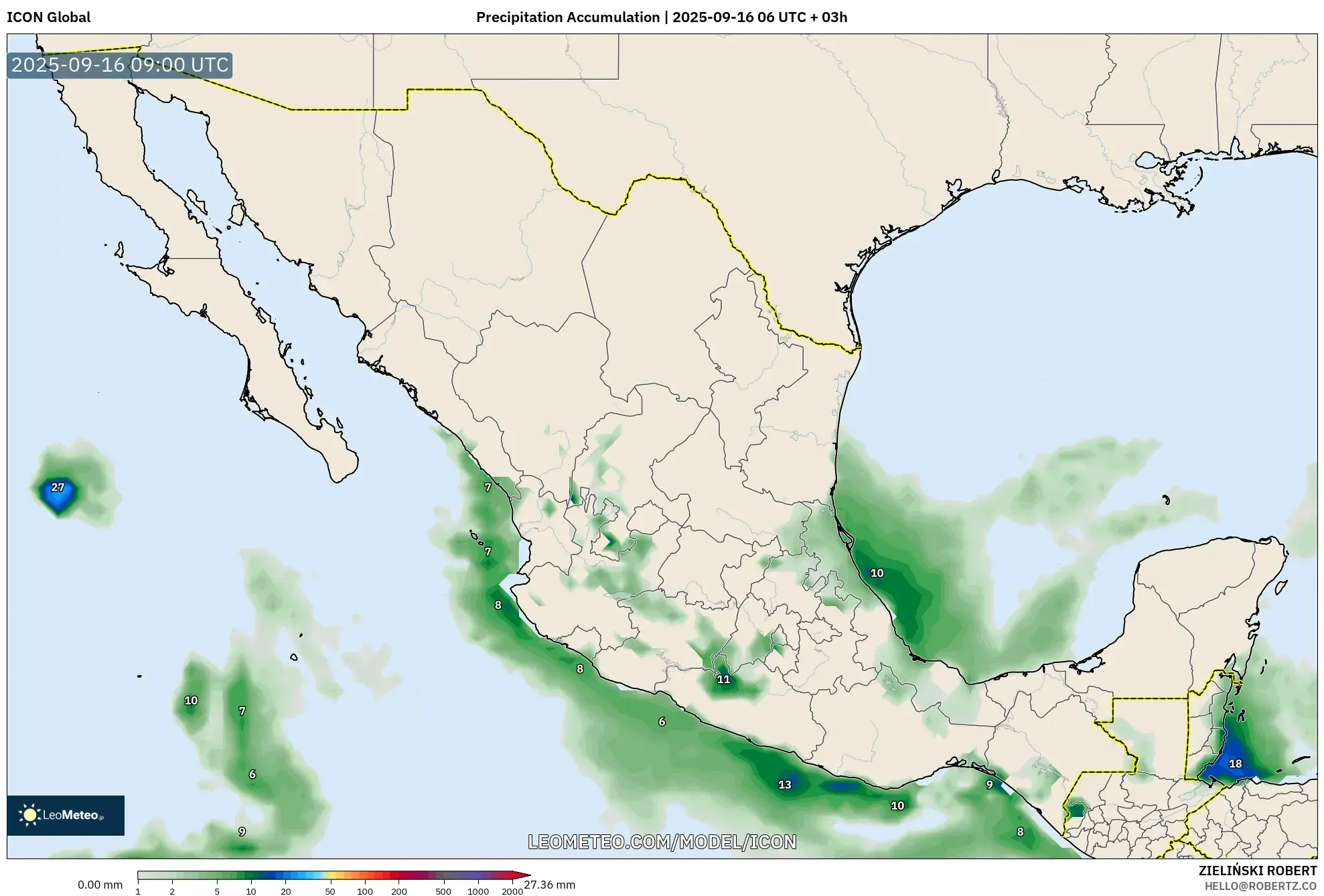 ICON model - Mexico, Precipitation Accumulation