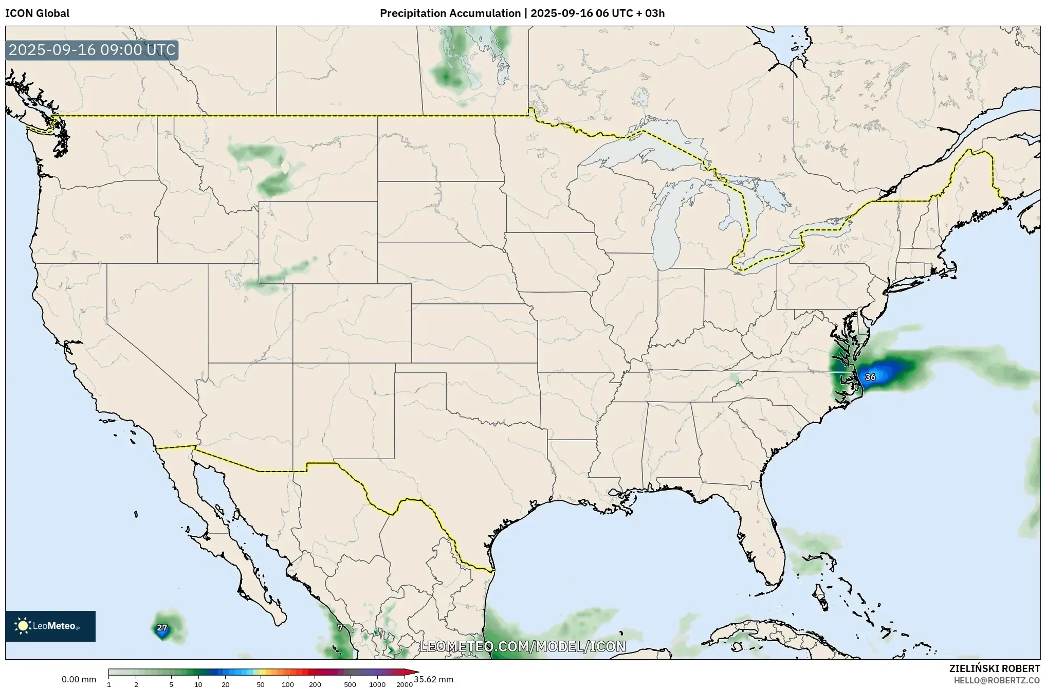 ICON model - United States, Precipitation Accumulation